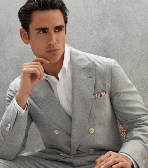Brunello Cucinelli 0924 Double Breasted Jacket in Grey Size US XL / EU 56 / 4 - 3 Thumbnail