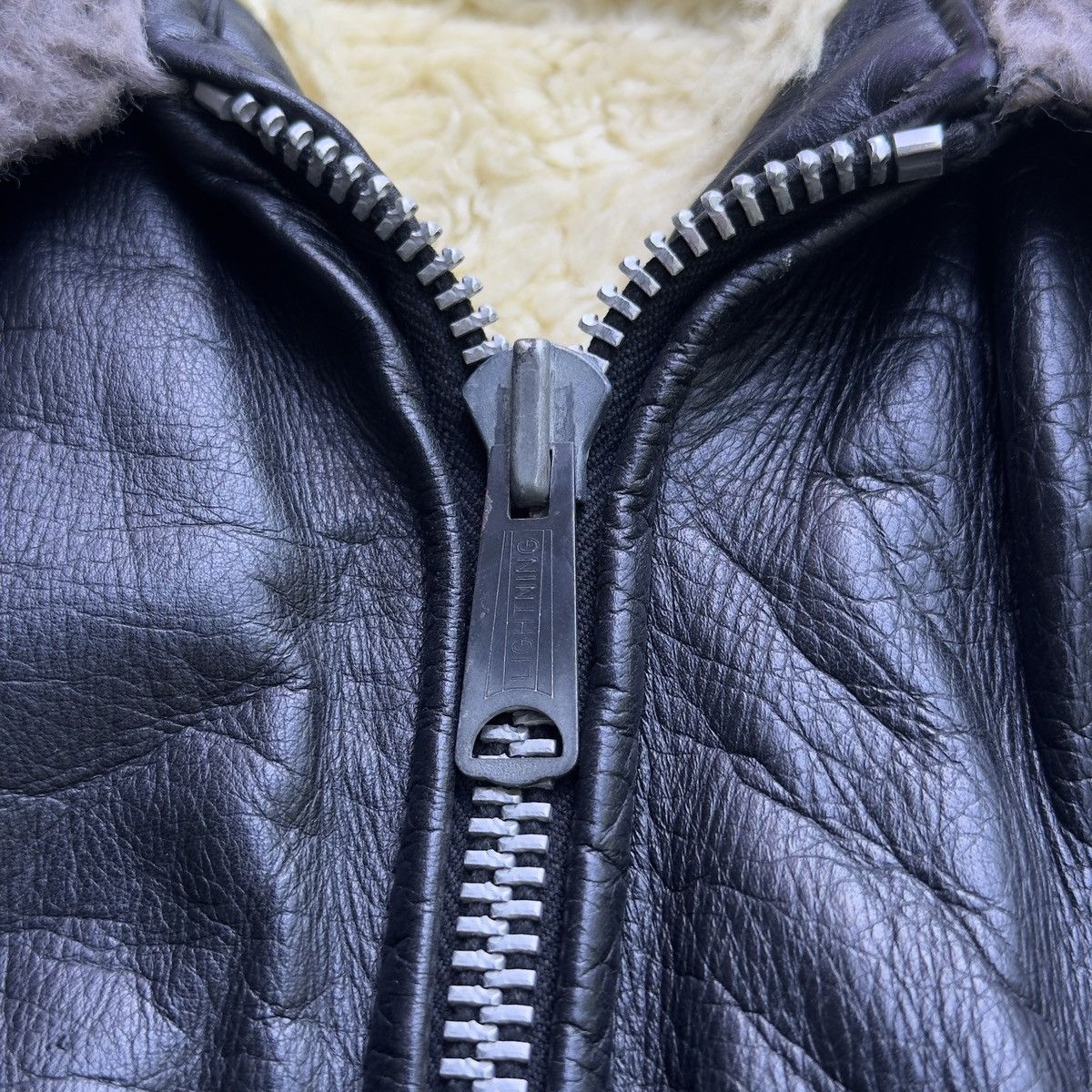 Vintage 40s 50s Leather Horsehide Shearling Jacket ERD Grunge Size US L / EU 52-54 / 3 - 10 Thumbnail
