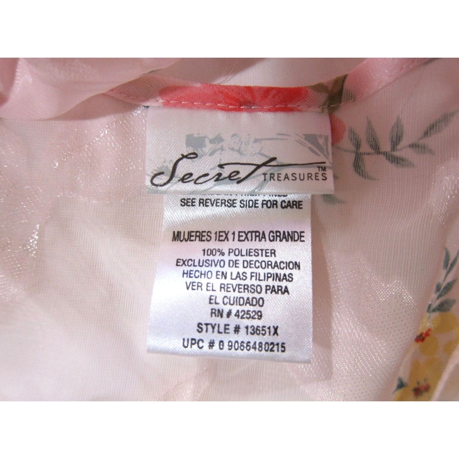 Vintage Secret Treasures Camisole Lingerie Spaghetti Strap Floral 1XL Pink Size ONE SIZE - 5 Thumbnail