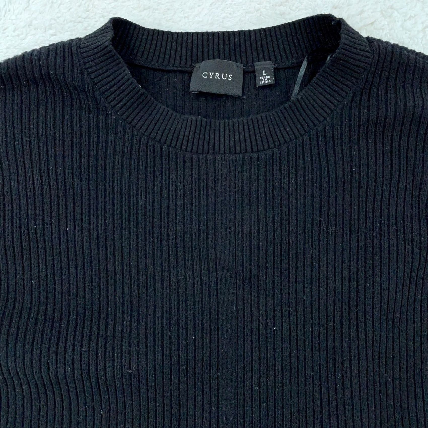 Vintage Cyrus Sweater Mens Large Black Ribbed Knitted Slim Fit Long Sleeve High Low Slit Size US L / EU 52-54 / 3 - 2 Thumbnail