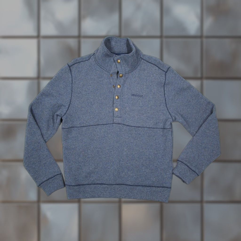 Marmot Marmot Jacket Mens Small Blue Wool Blend 1/4 Snap Front Coldwood Pullover Size US S / EU 44-46 / 1 - 1 Thumbnail