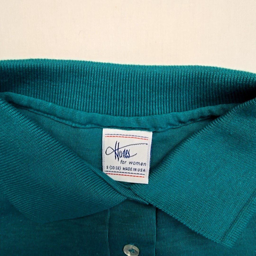 Hanes Vintage New Polo Hanes Green Collar Womens Small Shirt 90s Size S / US 4 / IT 40 - 3 Thumbnail