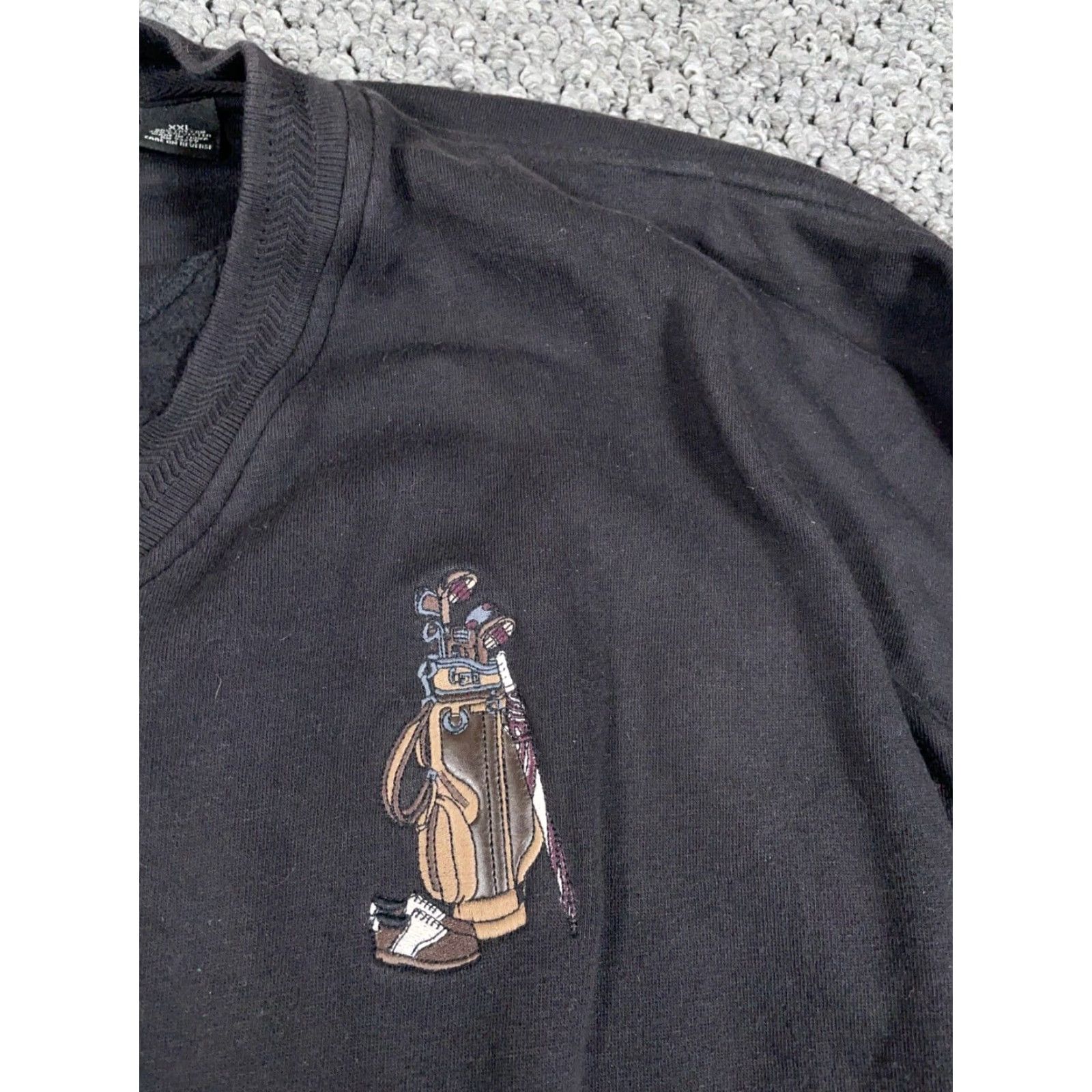 CB Sports VINTAGE CB Sports Sweatshirt Golf Bag Embroidered V-Neck Heavyweight 2XL Black Mens Pullover 90s Style Size US XXL / EU 58 / 5 - 4 Thumbnail