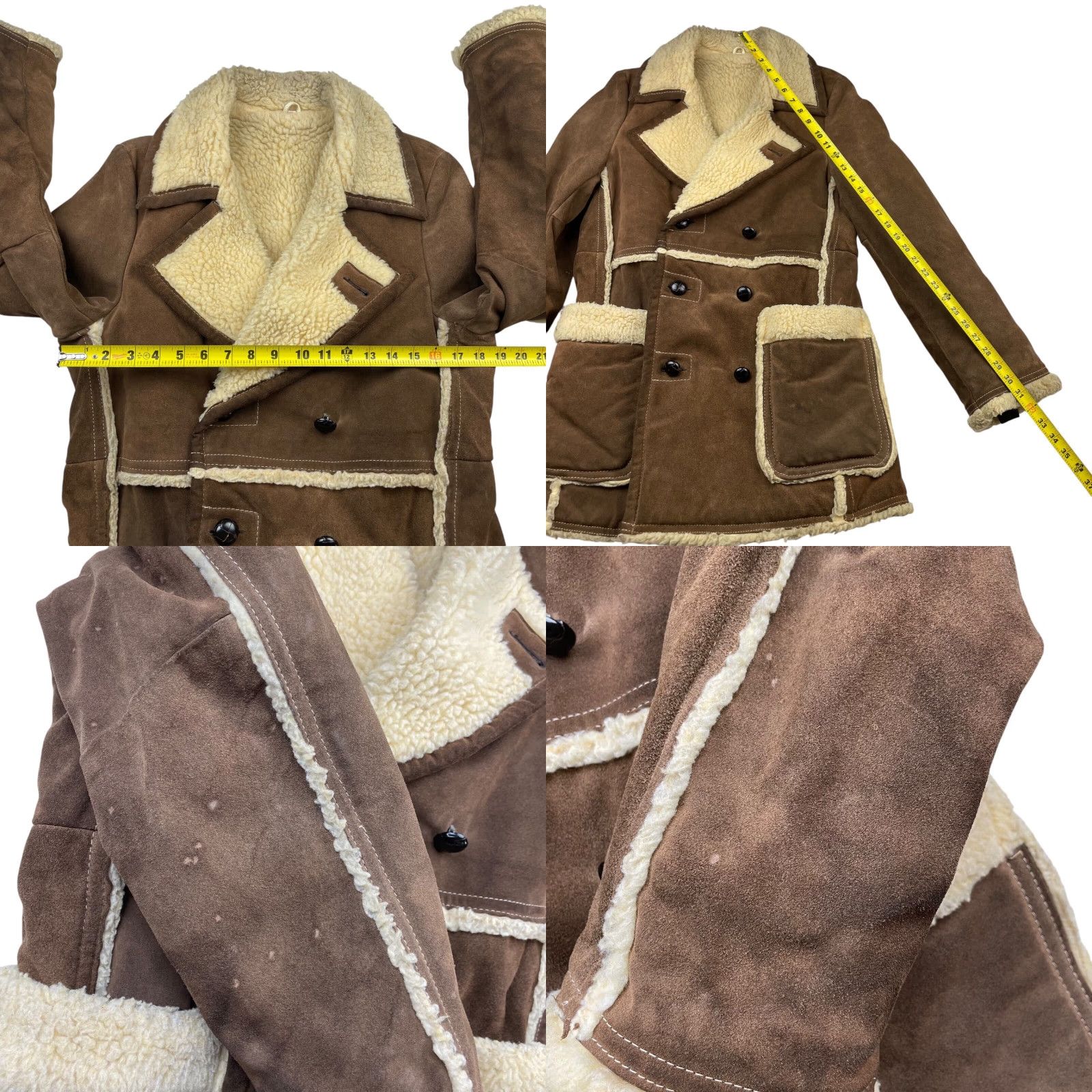 Vintage VTG The American Male Suede Leather Rancher Coat Brown 38 Men Coat Mid-Length Button Sherpa Lined Pockets Vintage Mens Leather Coat Size US XXS / EU 40 - 8 Thumbnail