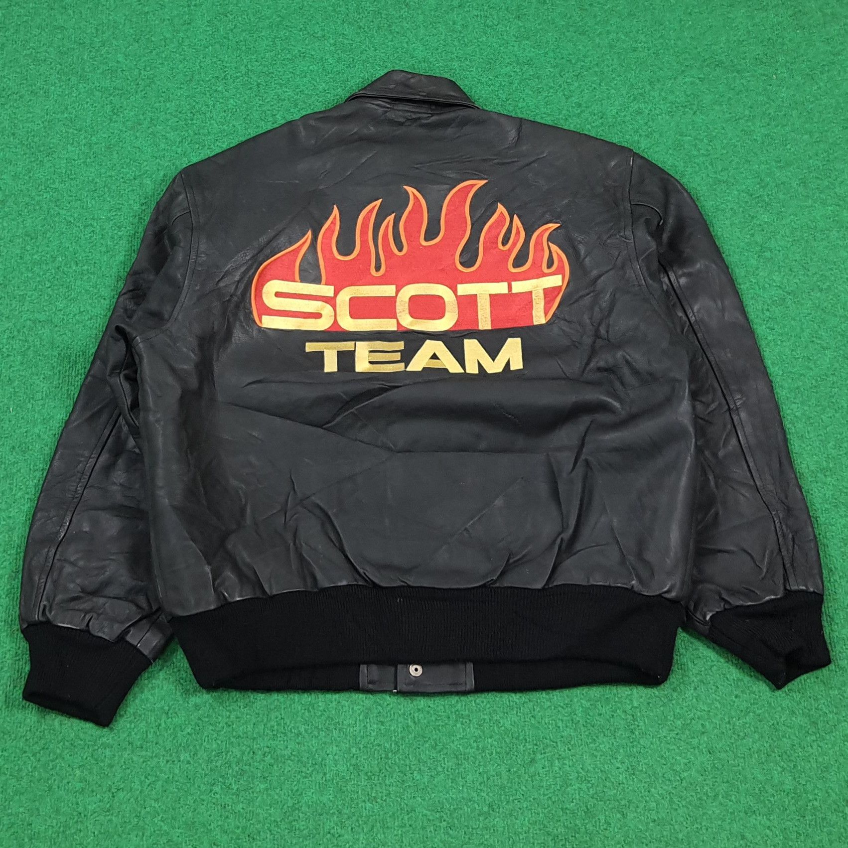 Vintage Vintage Scott Team Leather Jacket with Black Flames Size US L / EU 52-54 / 3 - 1 Thumbnail