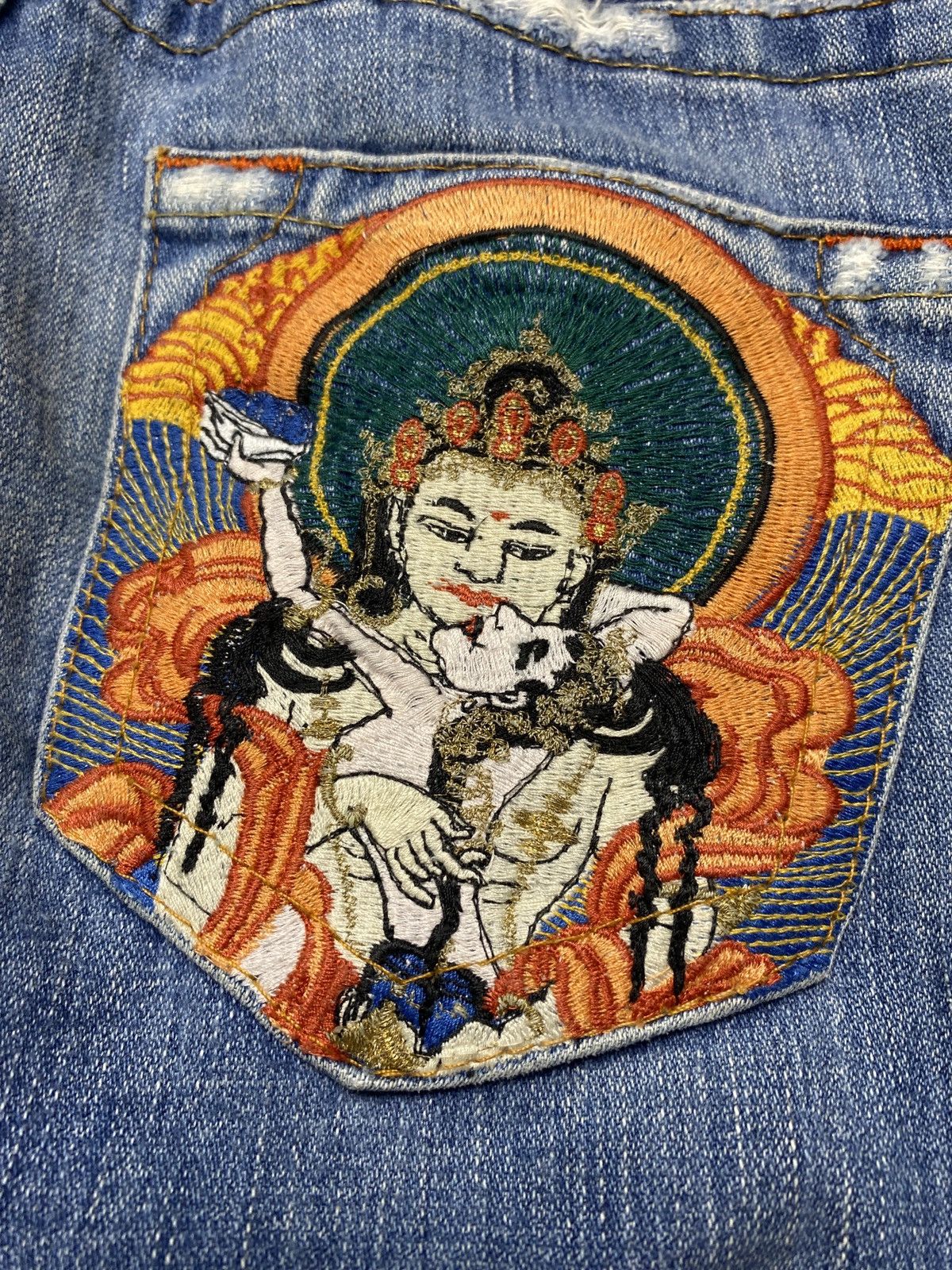 Other True Religion blue denim jeans embroidered pocket Buddha Size 27" / US 4 / IT 40 - 4 Thumbnail