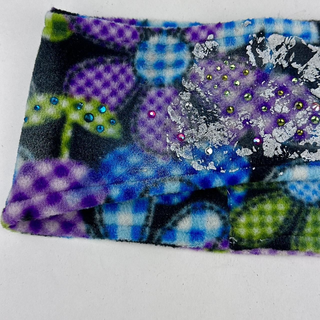 Other 'Flower Power' 70s Black Fleece Rhinestone Headband Size ONE SIZE - 3 Thumbnail