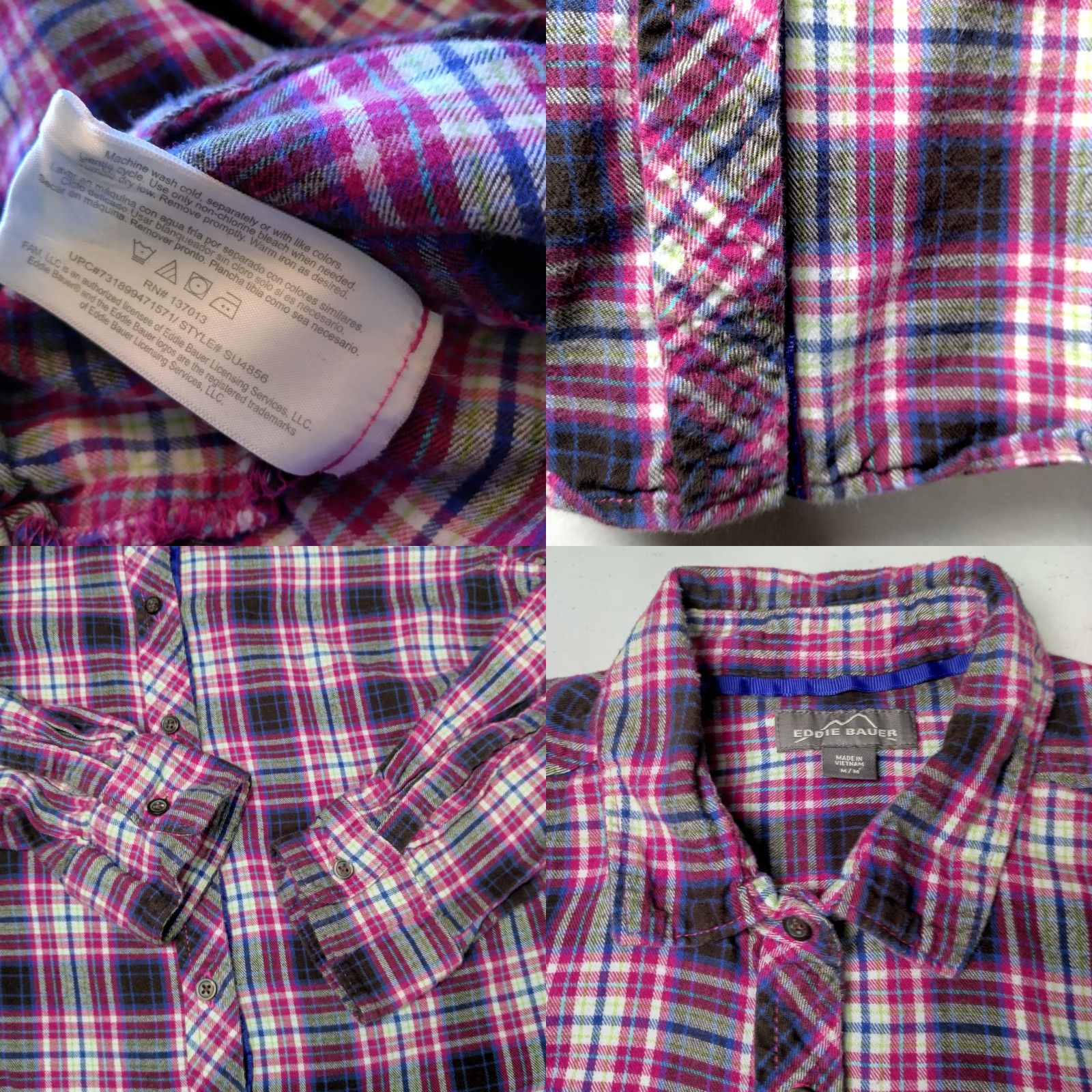 Eddie Bauer Eddie Bauer Shirt Women M Pink Plaid Flannel Cotton Button-Up Outdoorsy Casual Workwear Womens Size M / US 6-8 / IT 42-44 - 8 Thumbnail