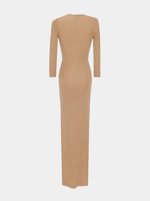 Saint Laurent Paris o1s1wg111124 Long Dress in Jersey in Camel Size M / US 6-8 / IT 42-44 - 2 Thumbnail