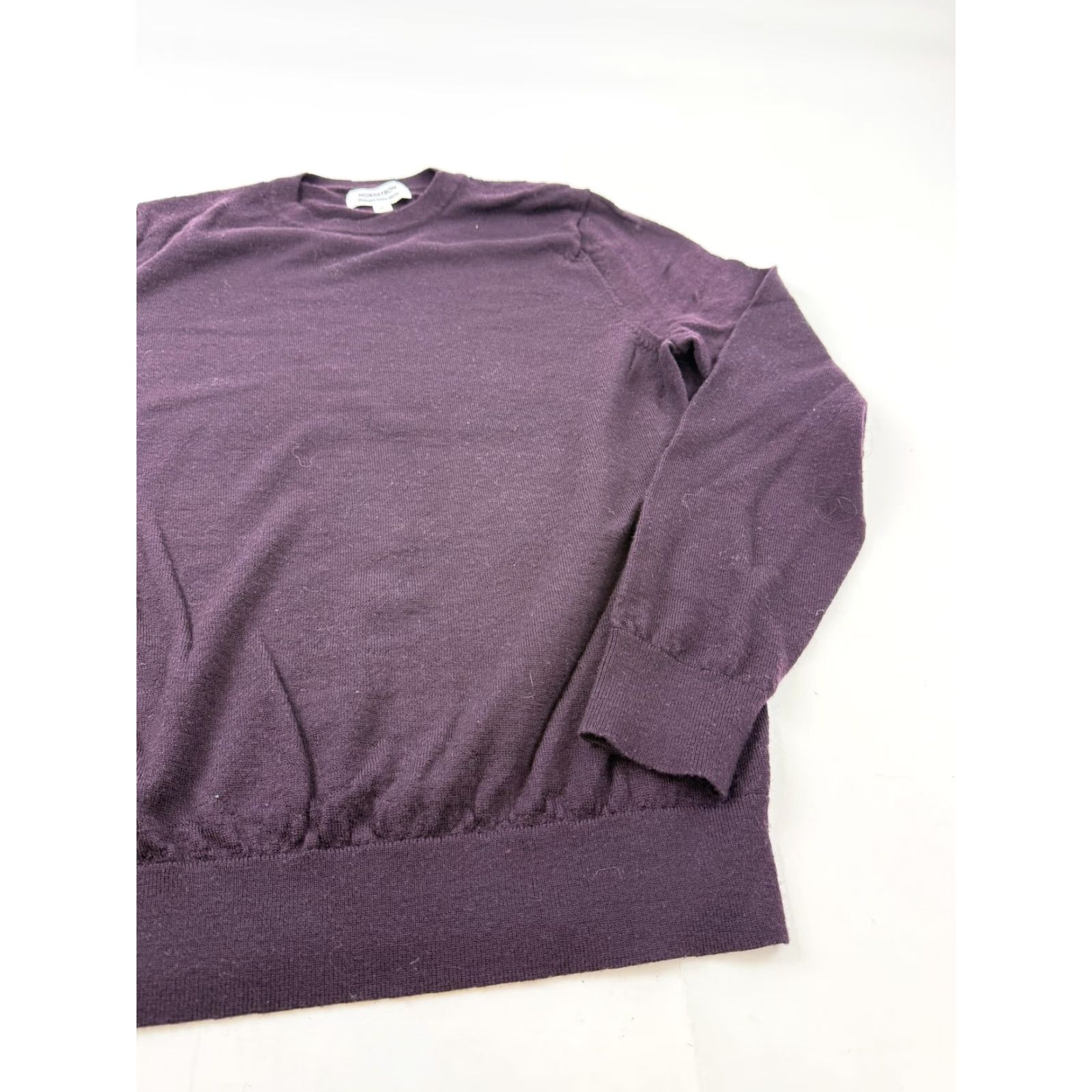 Nordstrom Nordstrom Mens Large Purple Merino Wool Crewneck Knit Pullover Sweater Casual Size US L / EU 52-54 / 3 - 3 Thumbnail