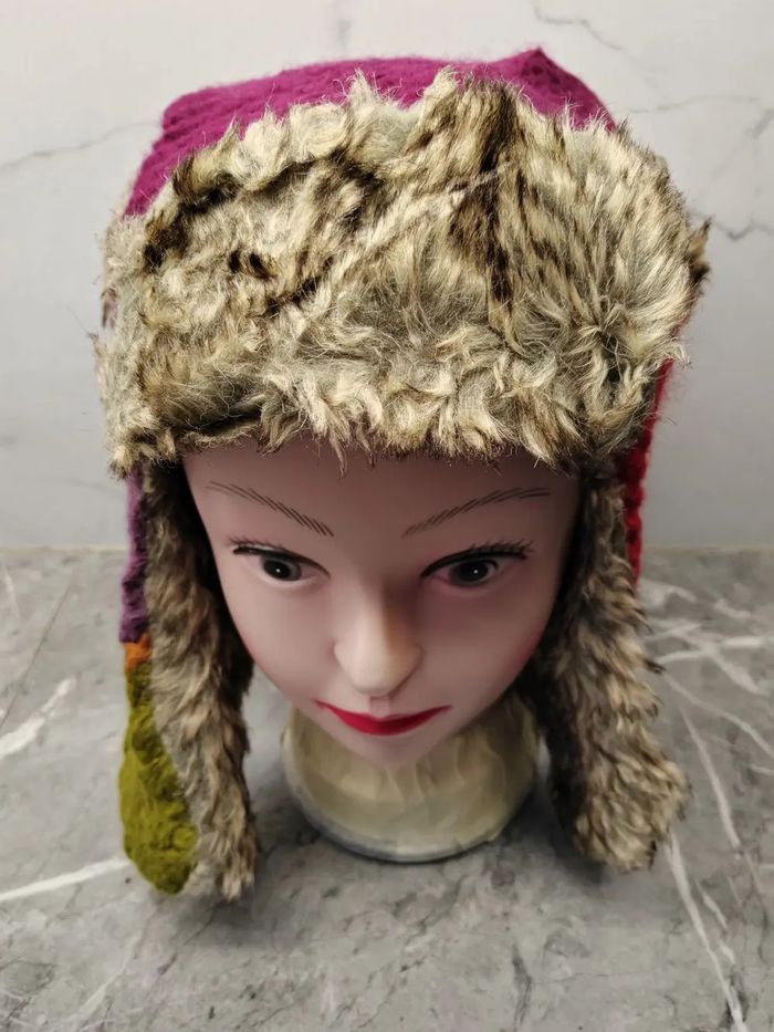 If Six Was Nine Vintage Ushanka Moshiki Wool Patchwork Style Earflap Beanie Size ONE SIZE - 1 Thumbnail