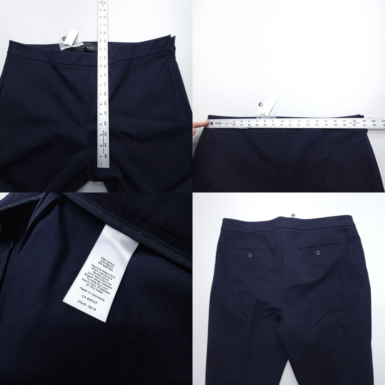 Talbots Chatham Pants Size 16 Navy Side Zip Stretch Career Work Dress Preppy NWT