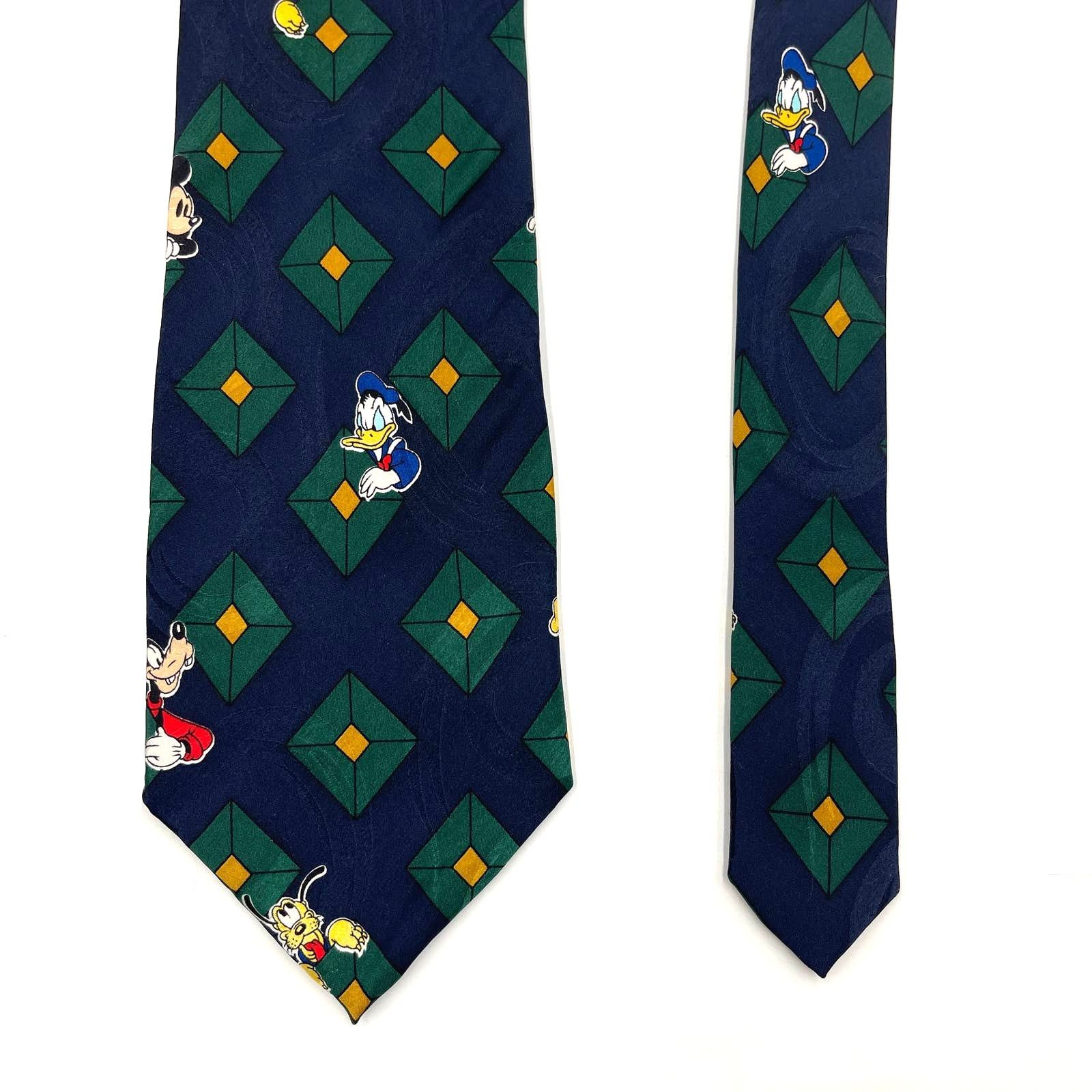 Disney Disney Mickey Inc Silk Tie Vintage 90s Neckwear Navy Blue Size ONE SIZE - 6 Thumbnail
