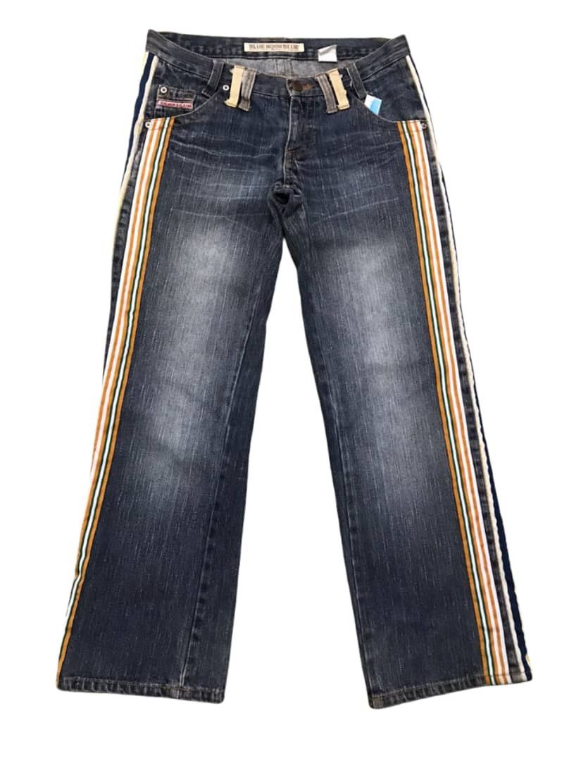Hysteric Glamour Vintage Blue Moon Blue Striped Hawaii Embroidery Jeans Size US 33 - 1 Thumbnail