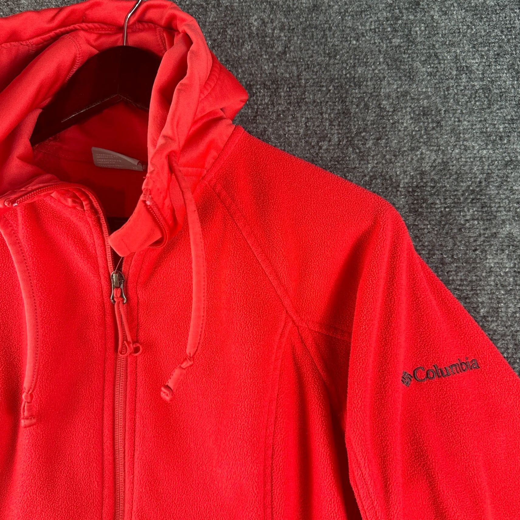 Logo 7 Columbia Jacket Womens XS Red Fleece Hooded Full Zip Pockets Logo Jacket Size XS / US 0-2 / IT 36-38 - 4 Thumbnail