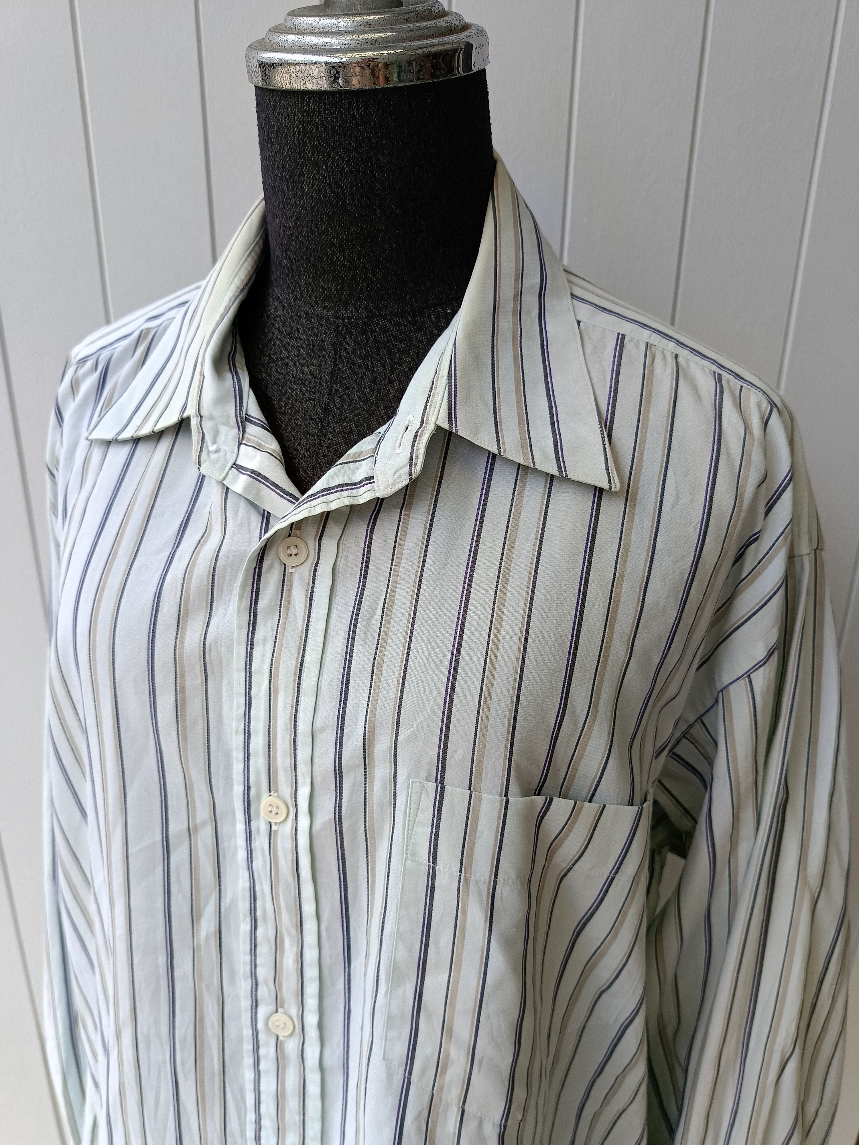 Issey Miyake Issey Miyake IM design Japan pinstripe white pale blue shirt Size US L / EU 52-54 / 3 - 5 Thumbnail