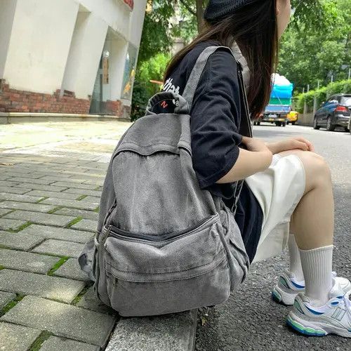 Japanese Brand Washed Denim Casual Bagpack Size ONE SIZE - 4 Thumbnail