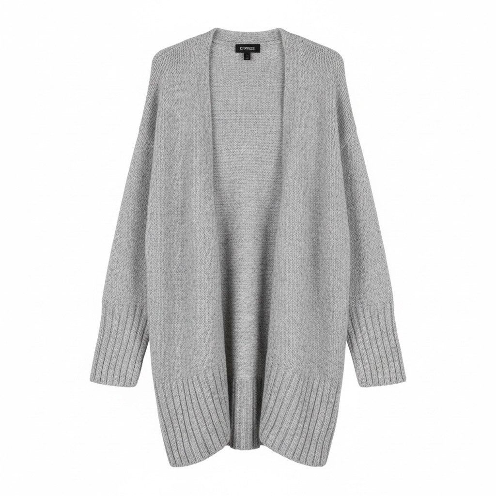 Express Express Open Front Cardigan XS Light Gray Soft Knit Sweater Size XS / US 0-2 / IT 36-38 - 1 Thumbnail
