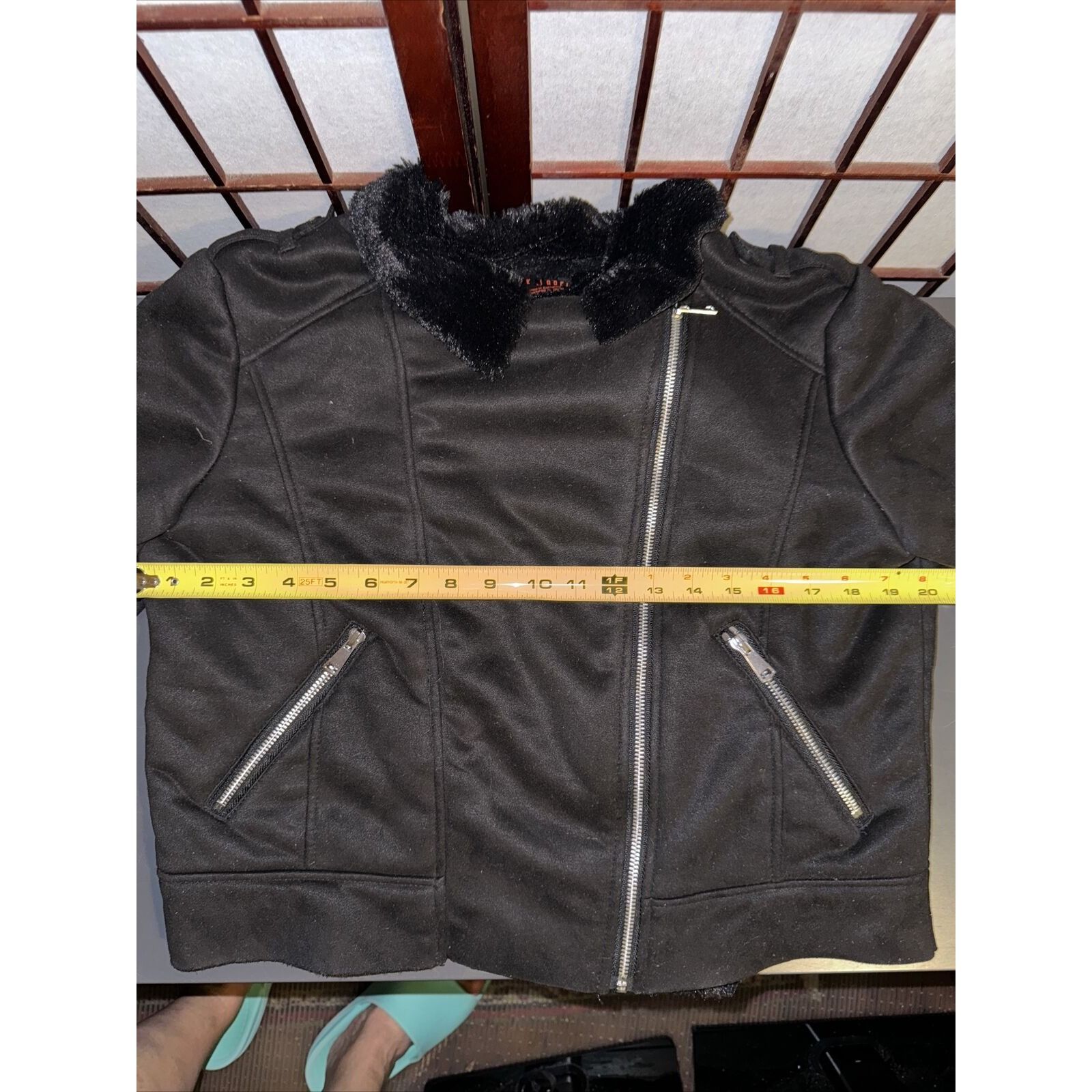Black Label Black Label Cropped Biker Jacket Black Faux Suede Faux Shear Size L / US 10 / IT 46 - 18 Thumbnail
