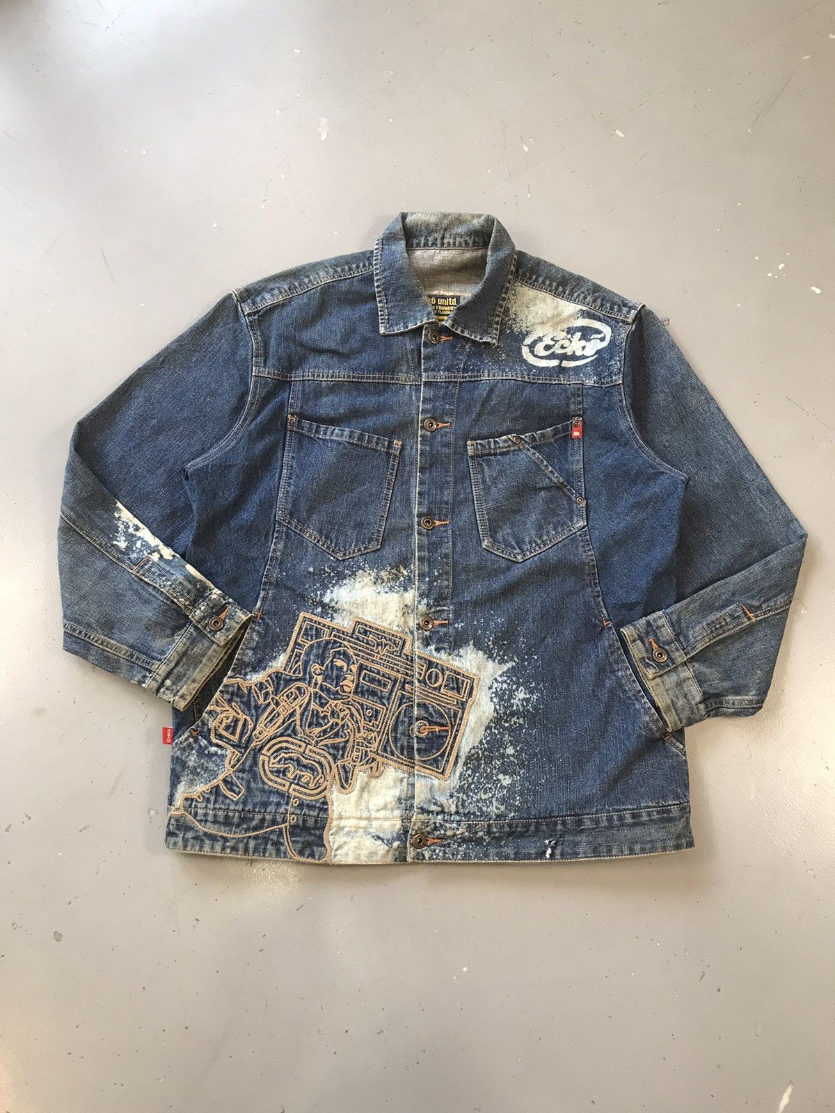 Ecko Unltd. × Vintage Vintage Ecko UNLTD SpellOut embroidered denim jacket Size US M / EU 48-50 / 2 - 1 Thumbnail