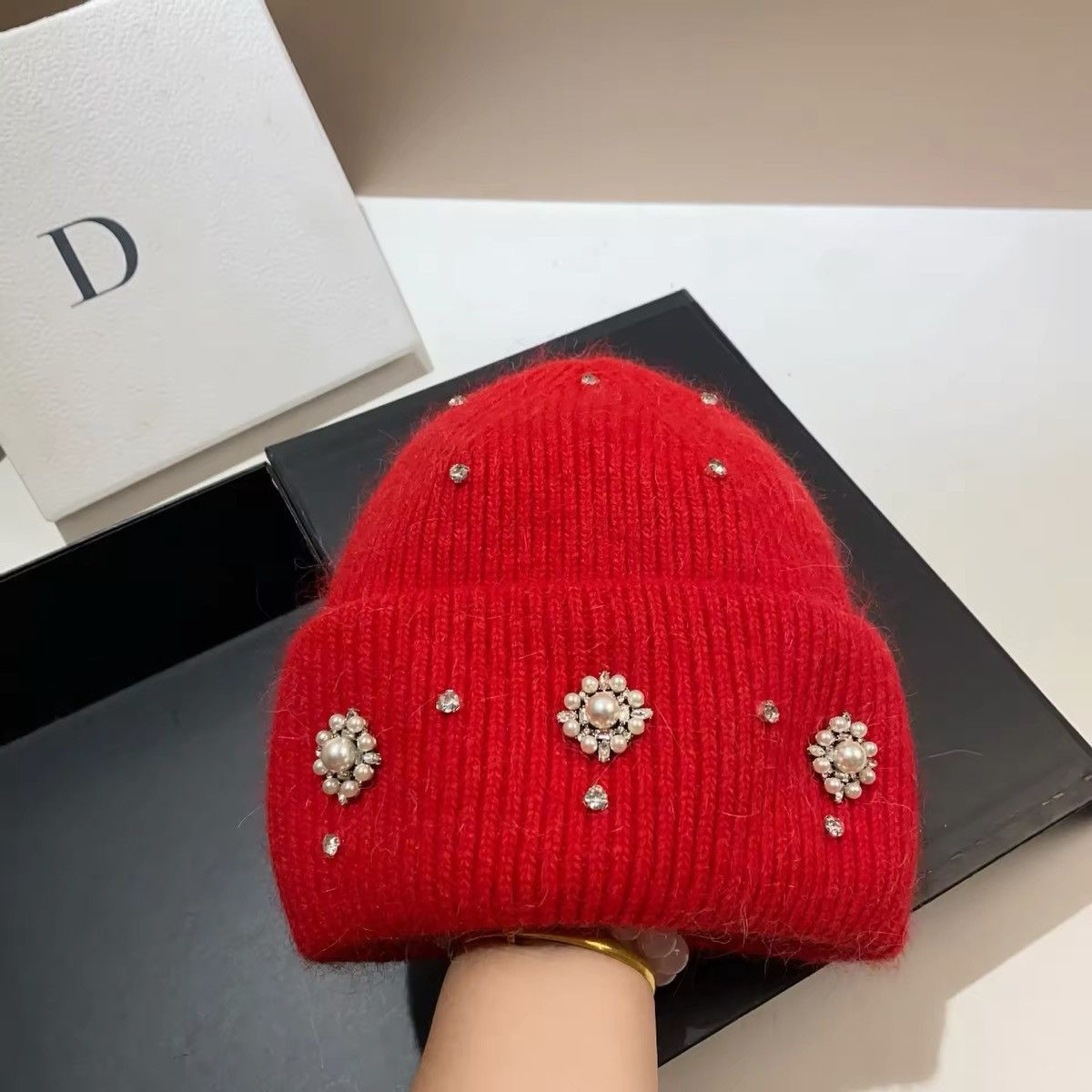 Other Pearl Rhinestone Beanie Hat Size ONE SIZE - 1 Thumbnail