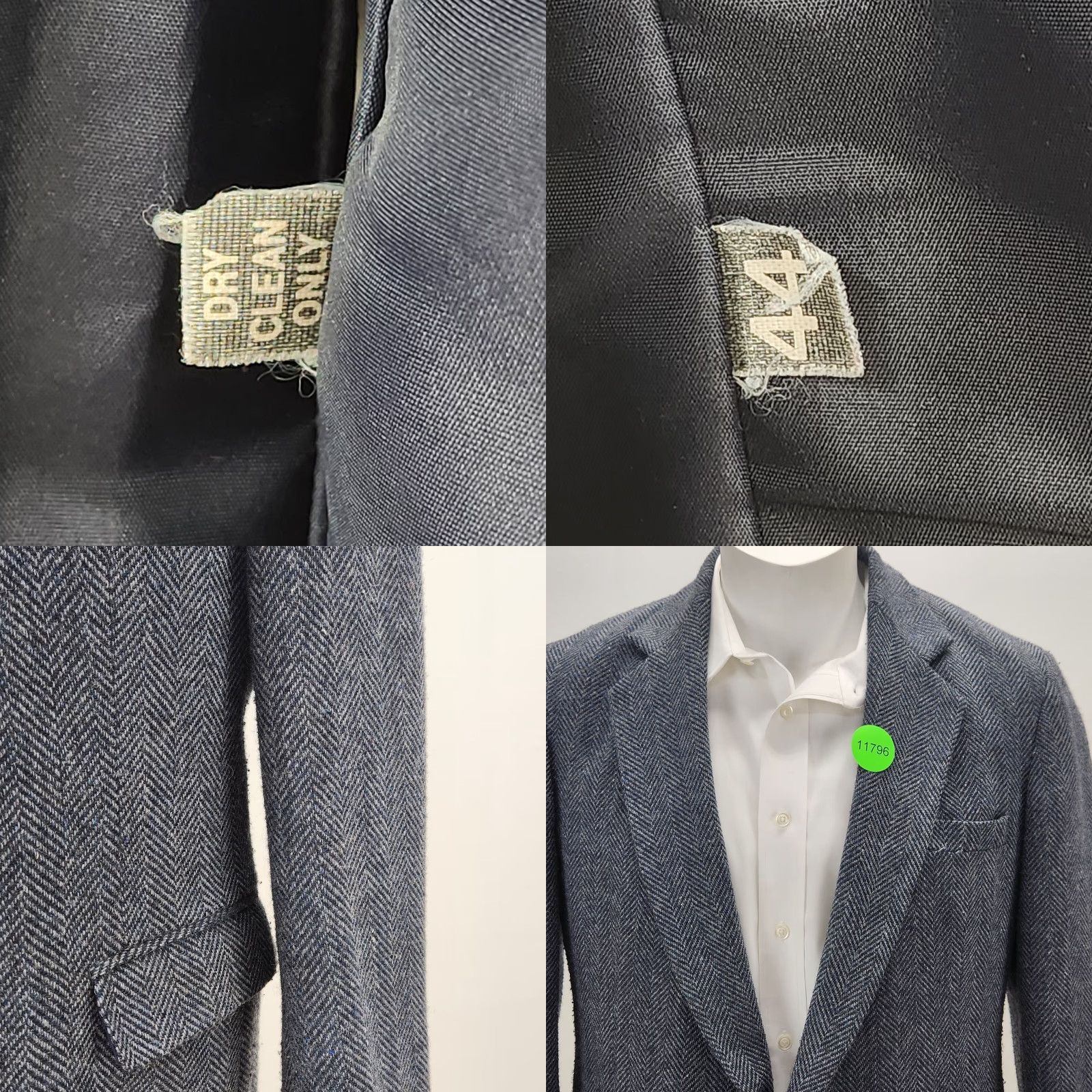 Vintage VINTAGE Hagger Blazer Men 44 Wool Blue Gray Herringbone Tweed 80s 90s Preppy Suit Jacket Size 44R - 9 Thumbnail