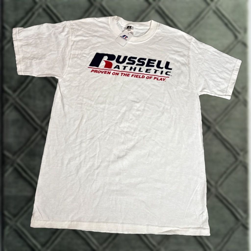 Russell Athletic VINTAGE Russell Athletic Promo Advertising T-Shirt MEN M White NOS New With Tags Size US M / EU 48-50 / 2 - 1 Thumbnail