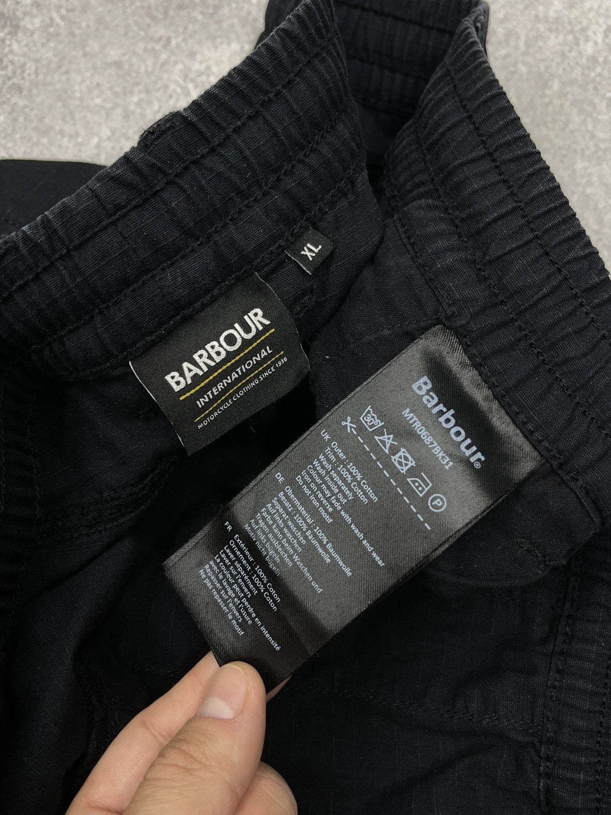 Barbour Mens Barbour International Cargo Pants Black Garment Dye Size US 36 / EU 52 - 9 Thumbnail