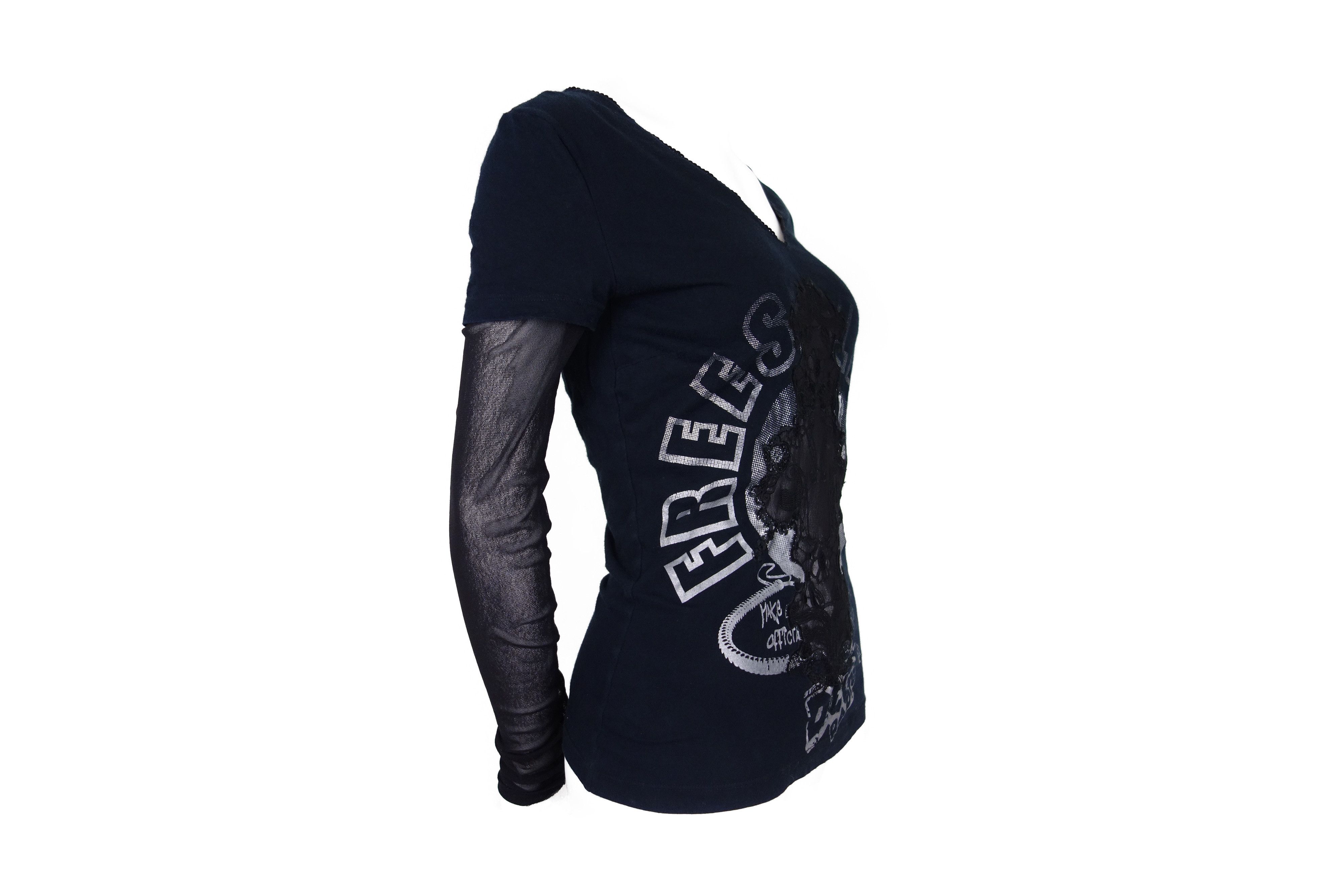 Dolce & Gabbana D&G Dolce and Gabbana T-shirt Top Mesh Lace Print Radio Size S / US 4 / IT 40 - 3 Thumbnail