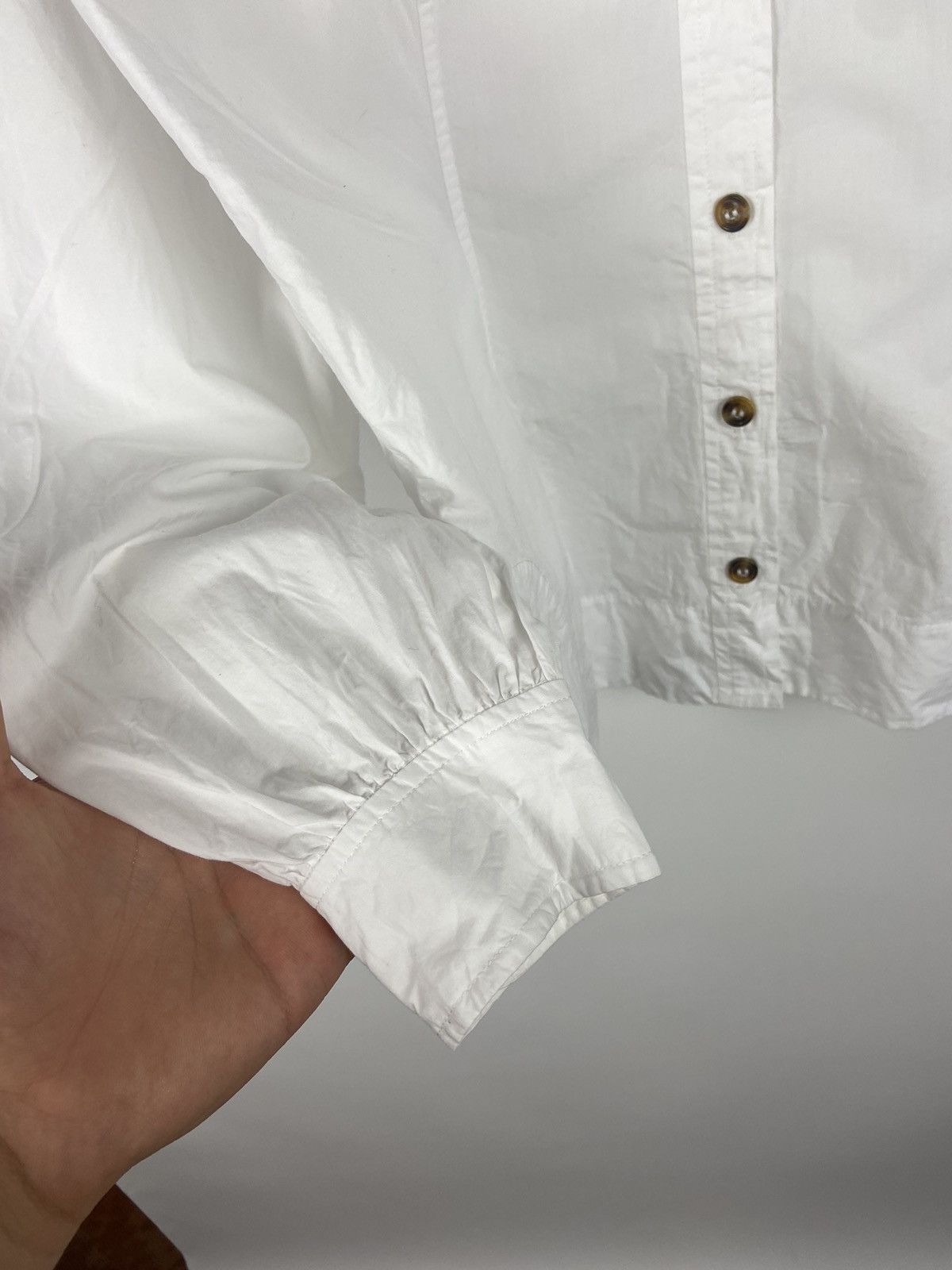 Designer × Ganni RRP$205 GANNI White Cotton Oversized Ruffled Collar Shirt Size XS / US 0-2 / IT 36-38 - 11 Thumbnail