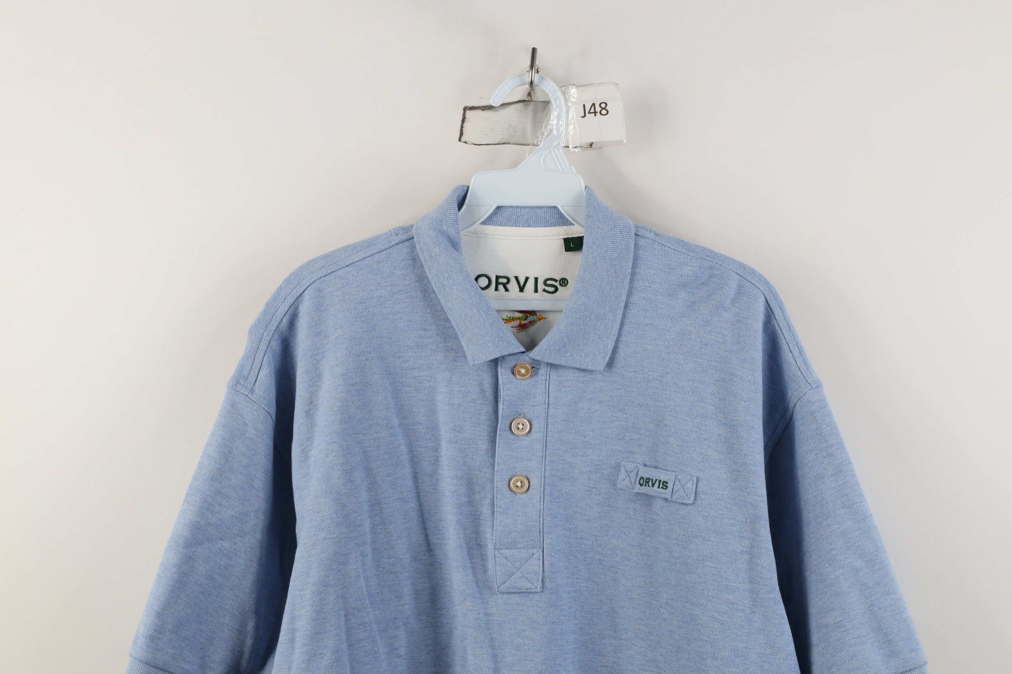 Orvis Vintage Orvis Spell Out Heavyweight Knit Collared Polo Shirt Size US L / EU 52-54 / 3 - 2 Thumbnail