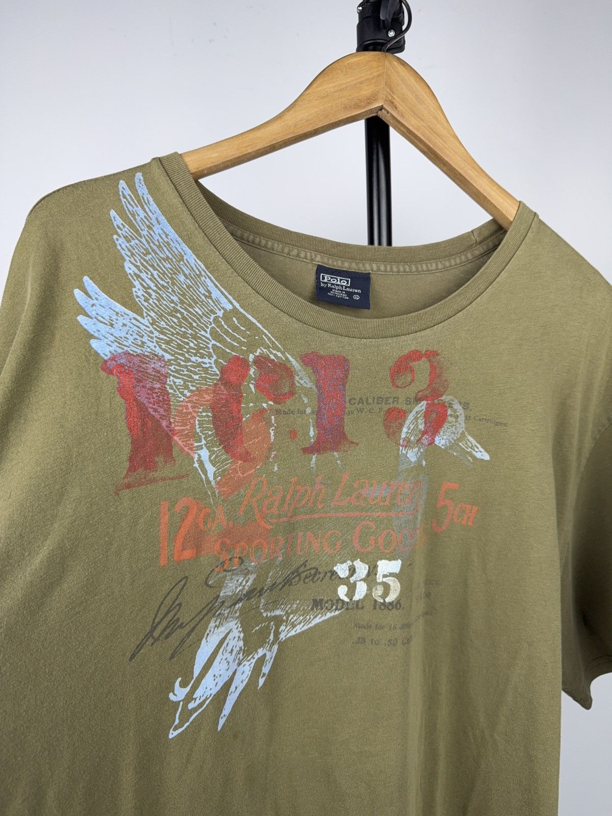 Polo Ralph Lauren 90s Polo Ralph Lauren Olive Vintage Graphic Eagle Tee XL Size US XL / EU 56 / 4 - 5 Thumbnail