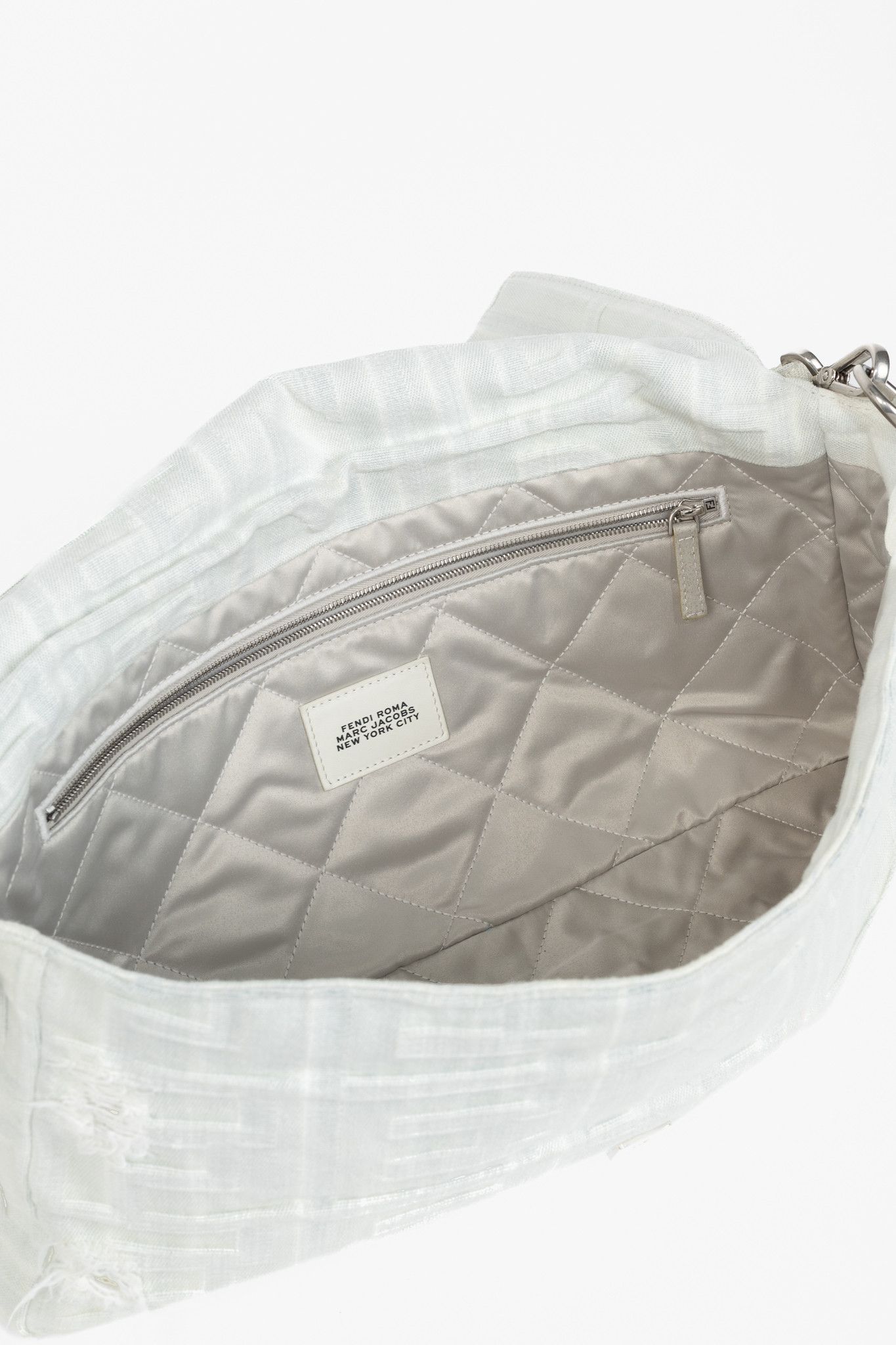Fendi Fendi by Marc Jacobs Maxi Baguette White Denim Shoulder Bag Size ONE SIZE - 12 Thumbnail