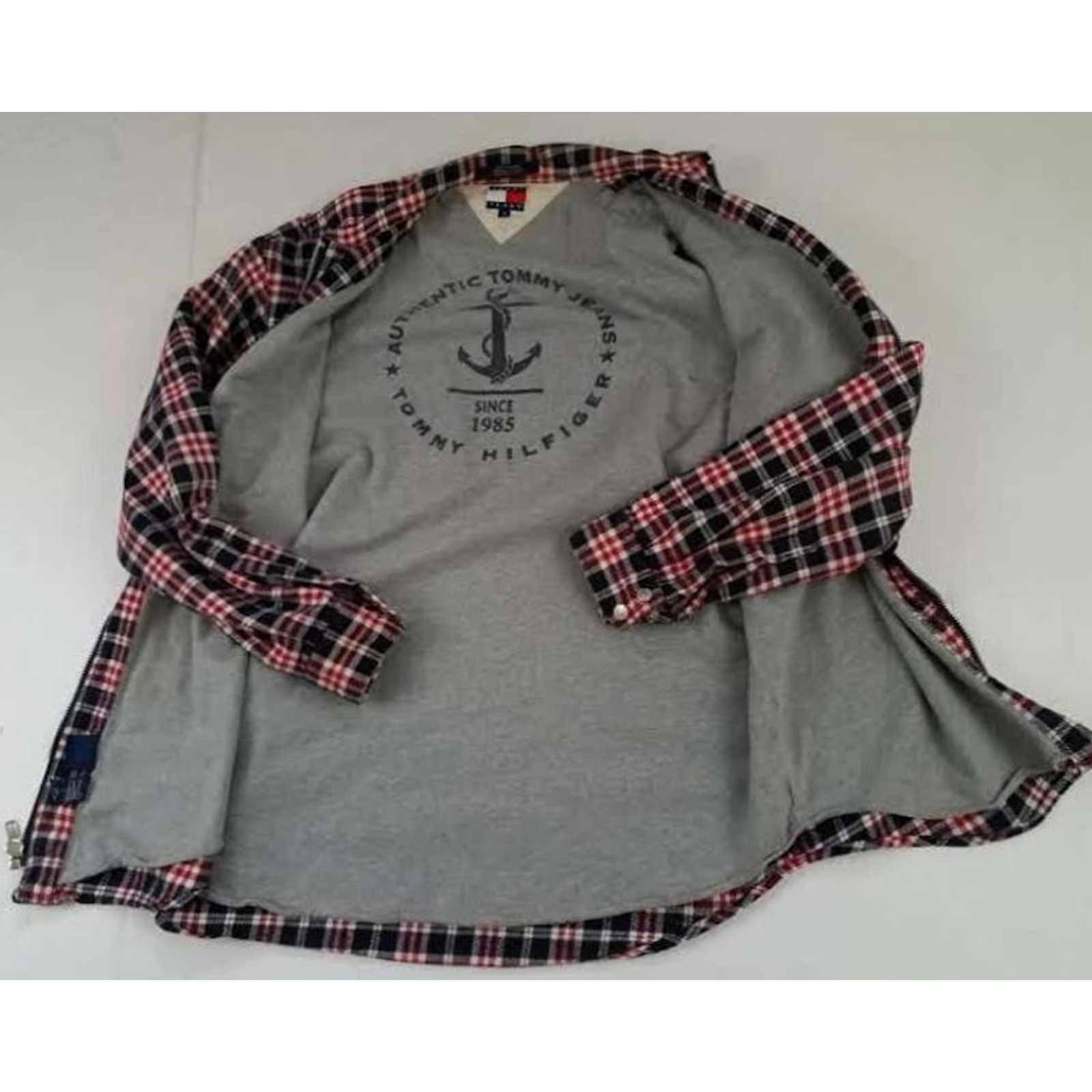 Tommy Hilfiger Tommy Jeans Shirt M Multicolor Flannel Plaid Full Zip Outdoor Cotton Heavy Cotton Shirt Mens Medium 1990s Size US M / EU 48-50 / 2 - 3 Thumbnail