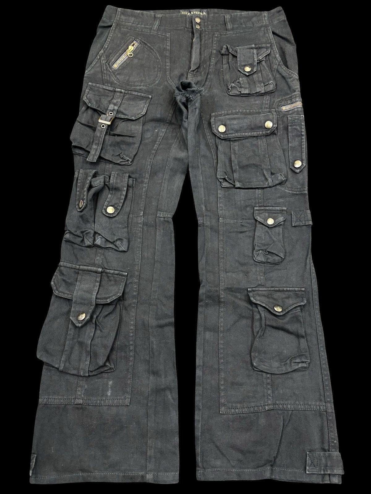 Japanese Brand 💥Flare💥 BIZARRIA Multipockets Parachute Jeans F723 Size US 31 - 1 Thumbnail