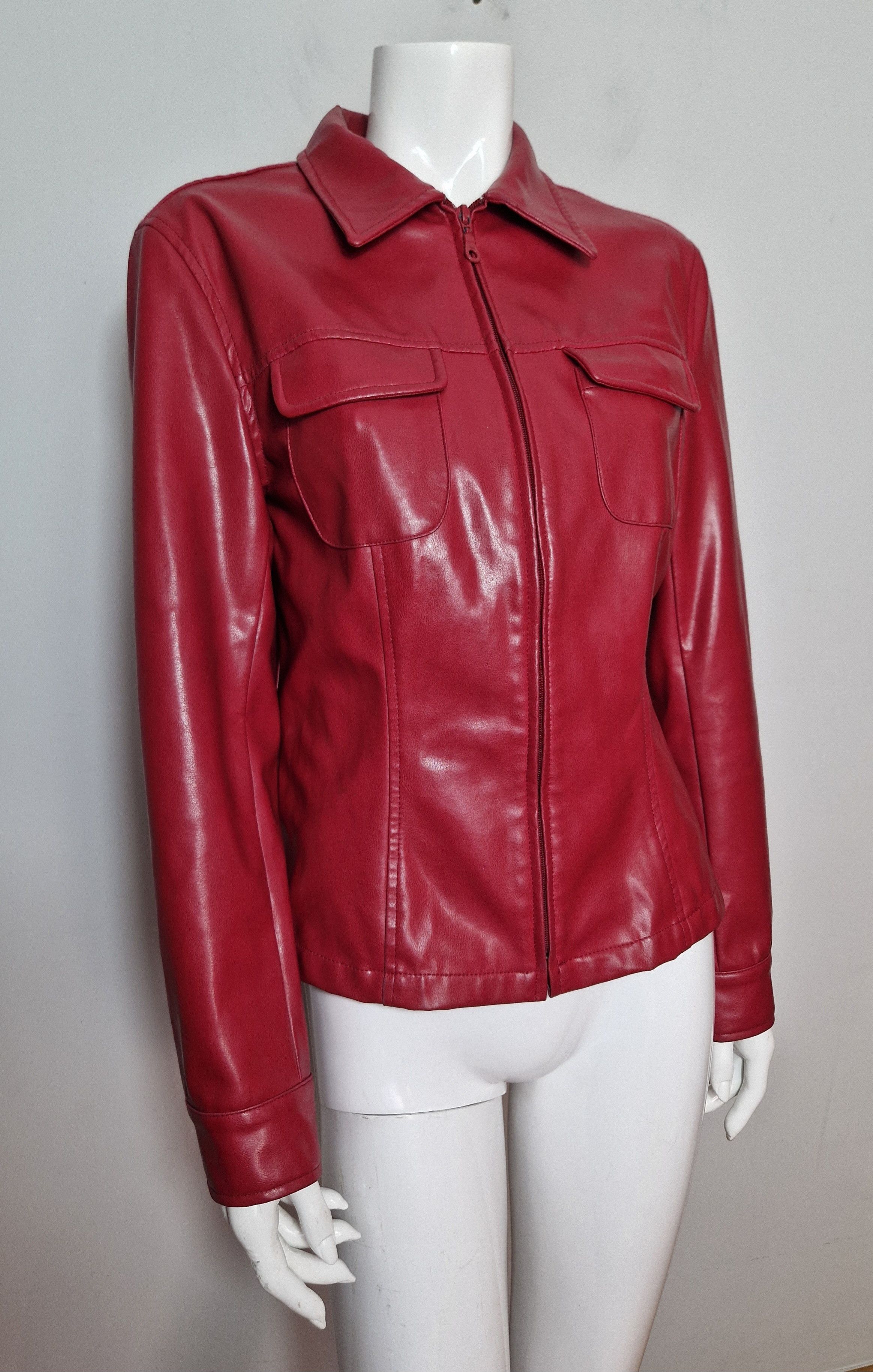 Hysteric Glamour vintage vegan leather red burgundy biker jacket Size M / US 6-8 / IT 42-44 - 4 Thumbnail