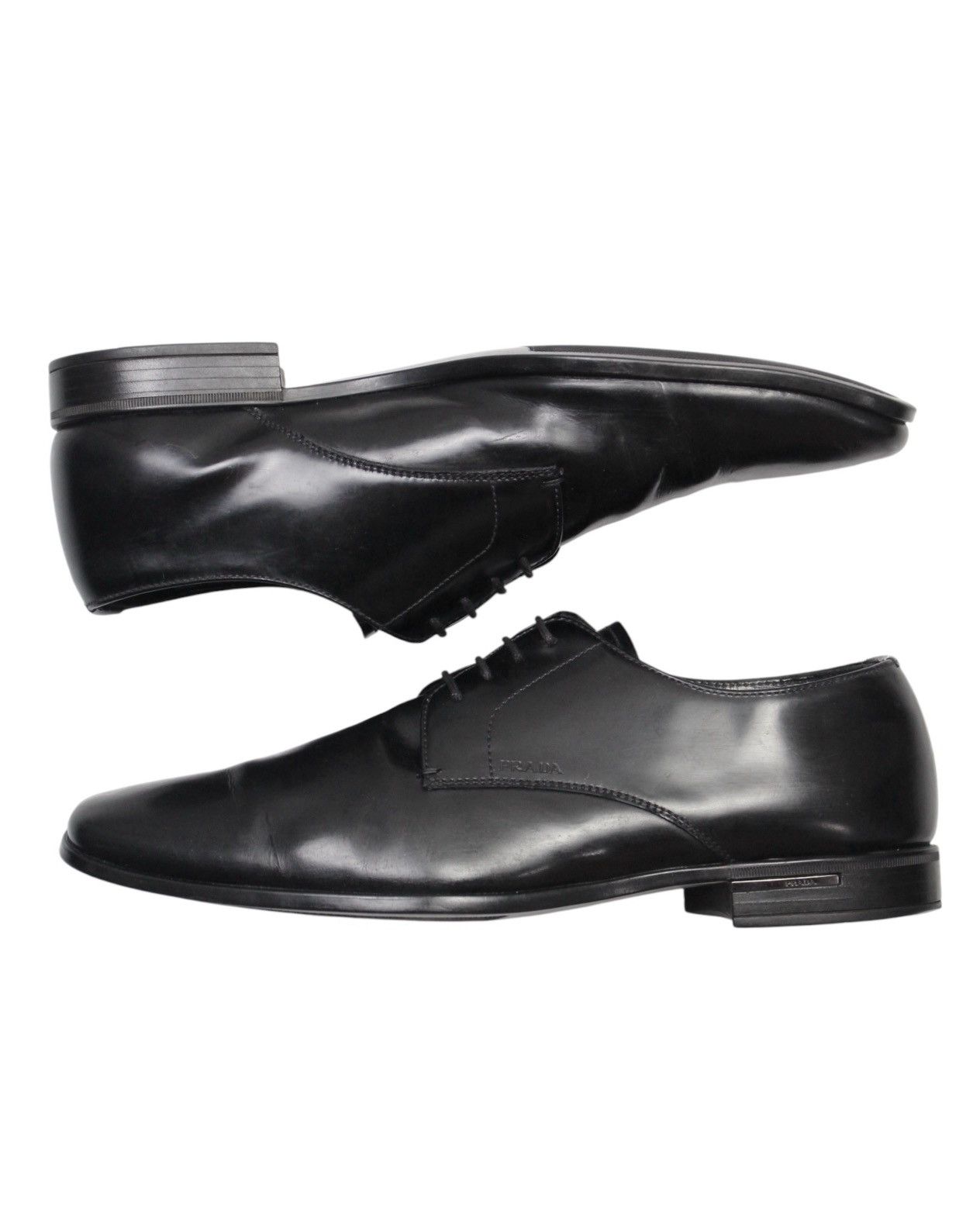 2000S PRADA BLACK SQUARE-TOE DERBY SHOES