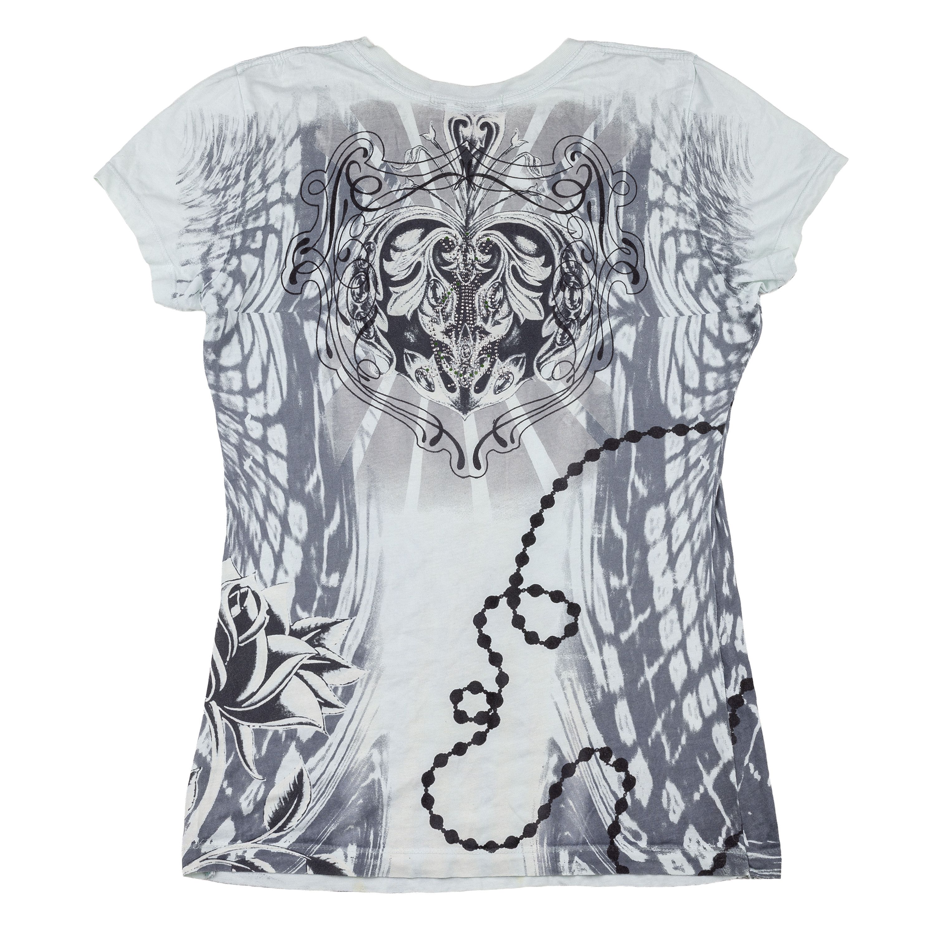 Christian Audigier Christian Audigier Vintage Light Grey/Blue T-Shirt Size S / US 4 / IT 40 - 3 Thumbnail