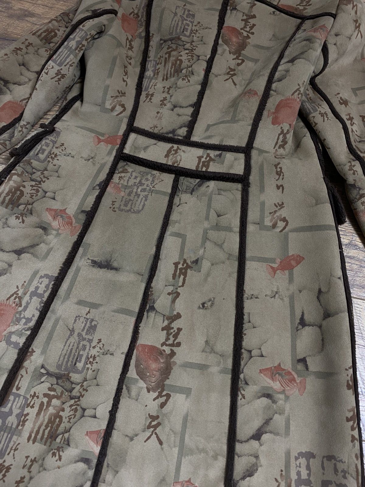 Japanese Brand Mercredi "Asian Aesthetic" Graphic Coat Faux Fur Lined Size S / US 4 / IT 40 - 6 Thumbnail