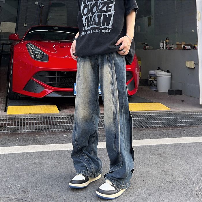 Streetwear Striped Baggy Denim Jeans Grailed