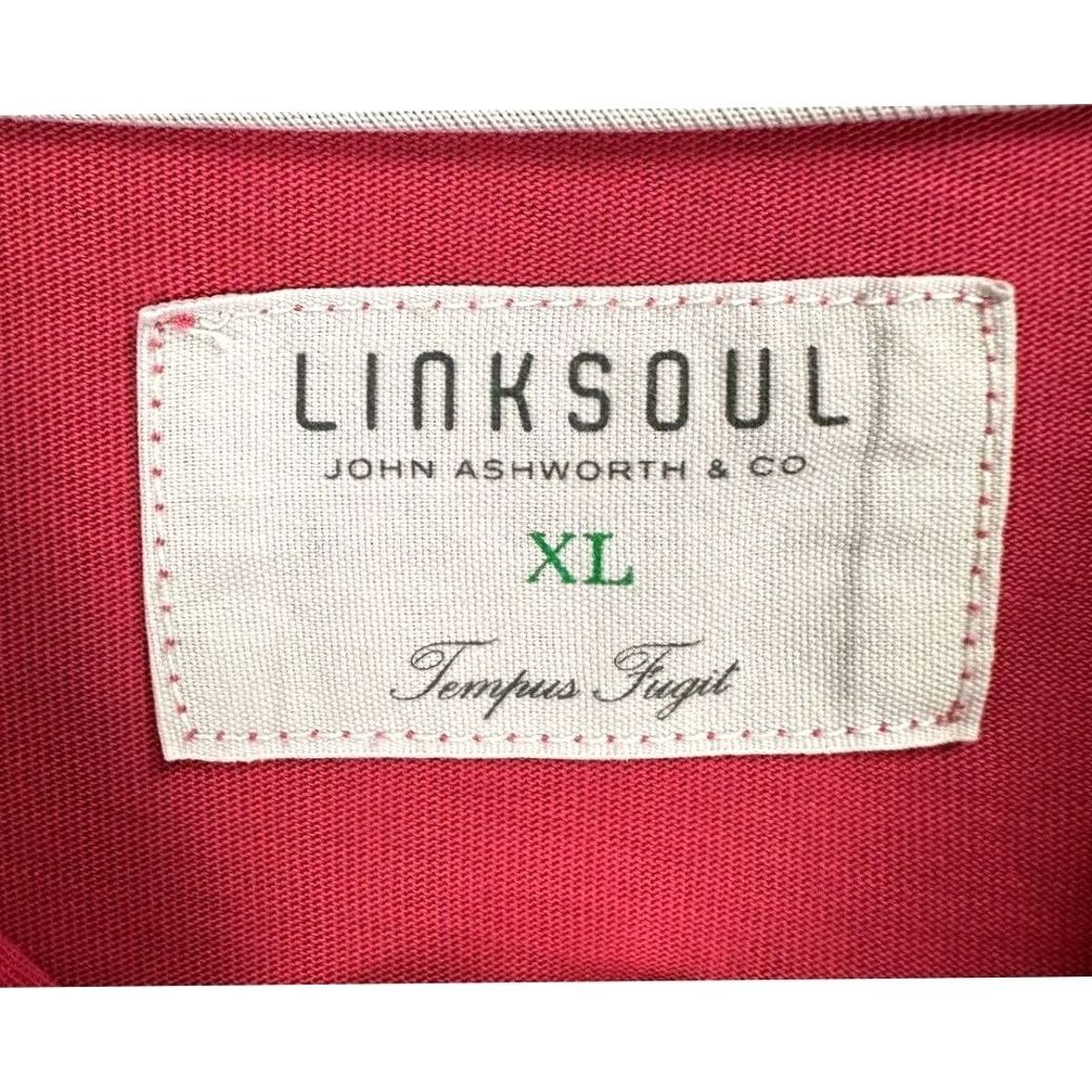 Vintage Linksoul Polo Shirt XL Dark Pink Tempus Fugit Casual Pocket Rugby Mens Size US XL / EU 56 / 4 - 3 Thumbnail