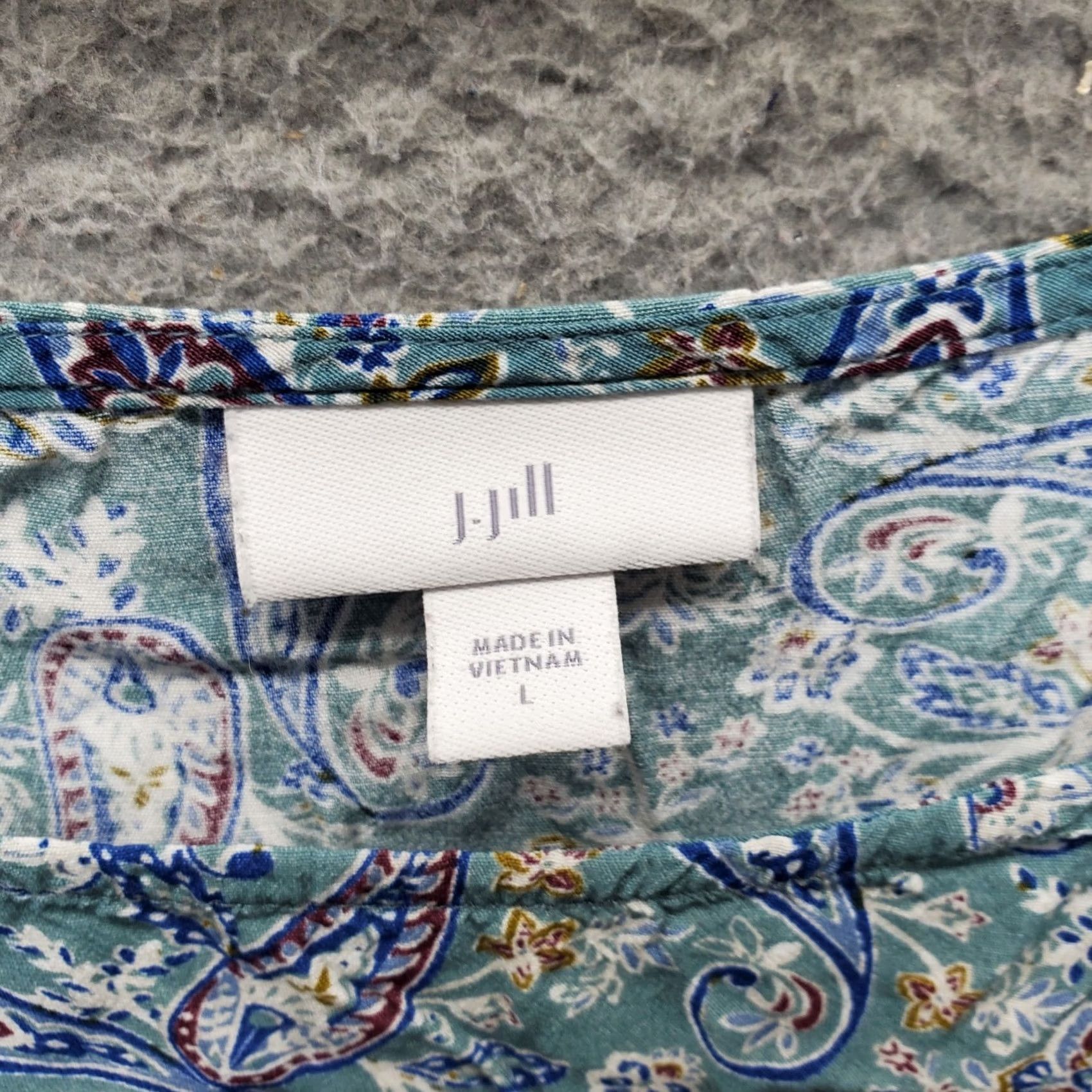 J. Jill J. Jill Blouse Womens Size L Multi Paisley 3/4 Sleeve Round Neck Slit High Low Shirt Size L / US 10 / IT 46 - 5 Thumbnail