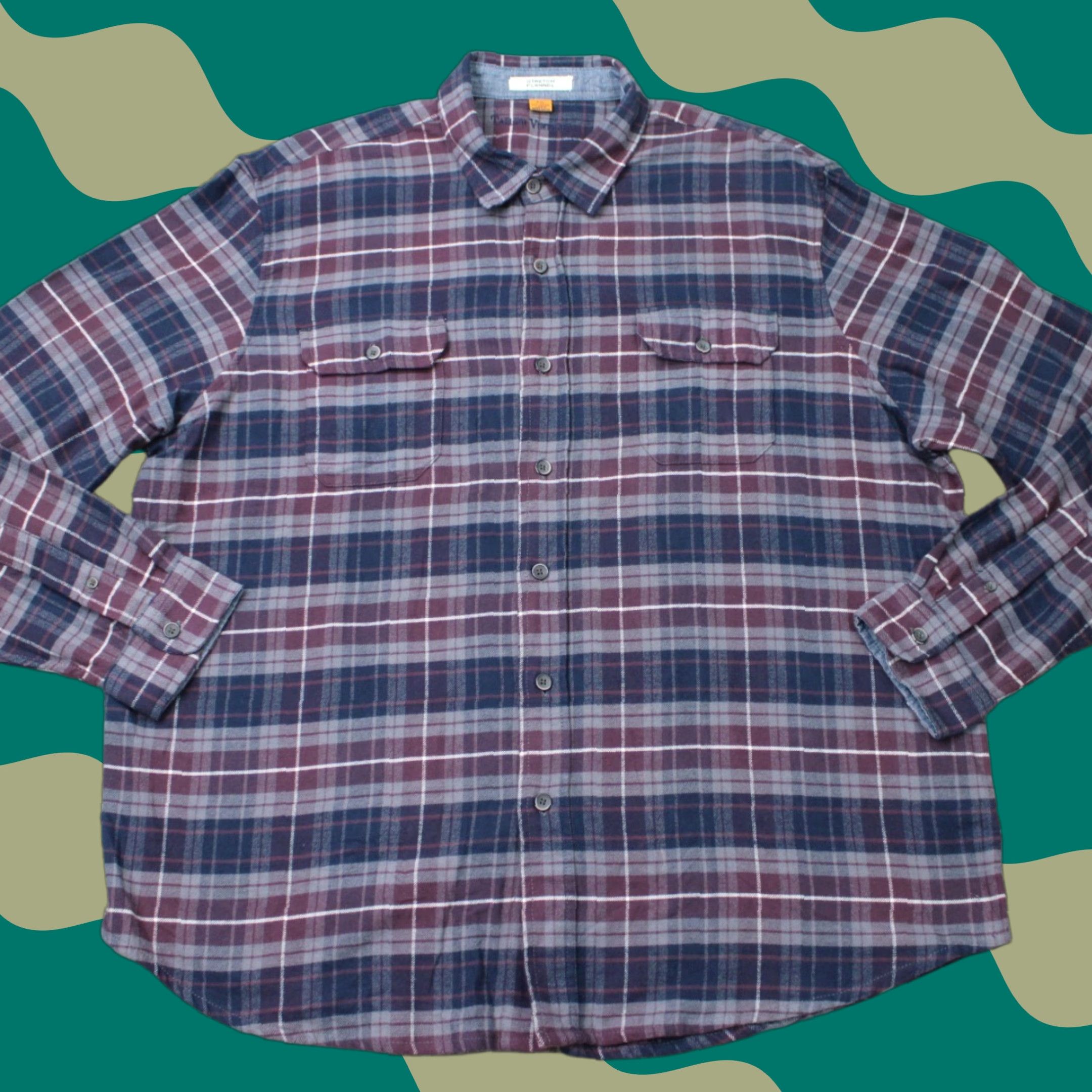 Vintage Tailor Vintage Shirt Mens 2XL Red/Blue Plaid Long Sleeve Button-Up Casual Workwear Flannel Comfortable Stretch Cotton 98% 2% Spandex Size US XXL / EU 58 / 5 - 1 Thumbnail