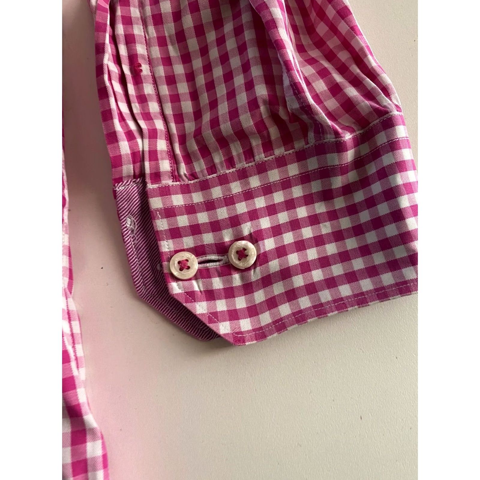 BUGATCHI VINTAGE Bugatchi Uomo Pink Check LONG SLEEVE SHIRT XL Trim 17 x 32/33 Extra Large Size US XL / EU 56 / 4 - 2 Thumbnail