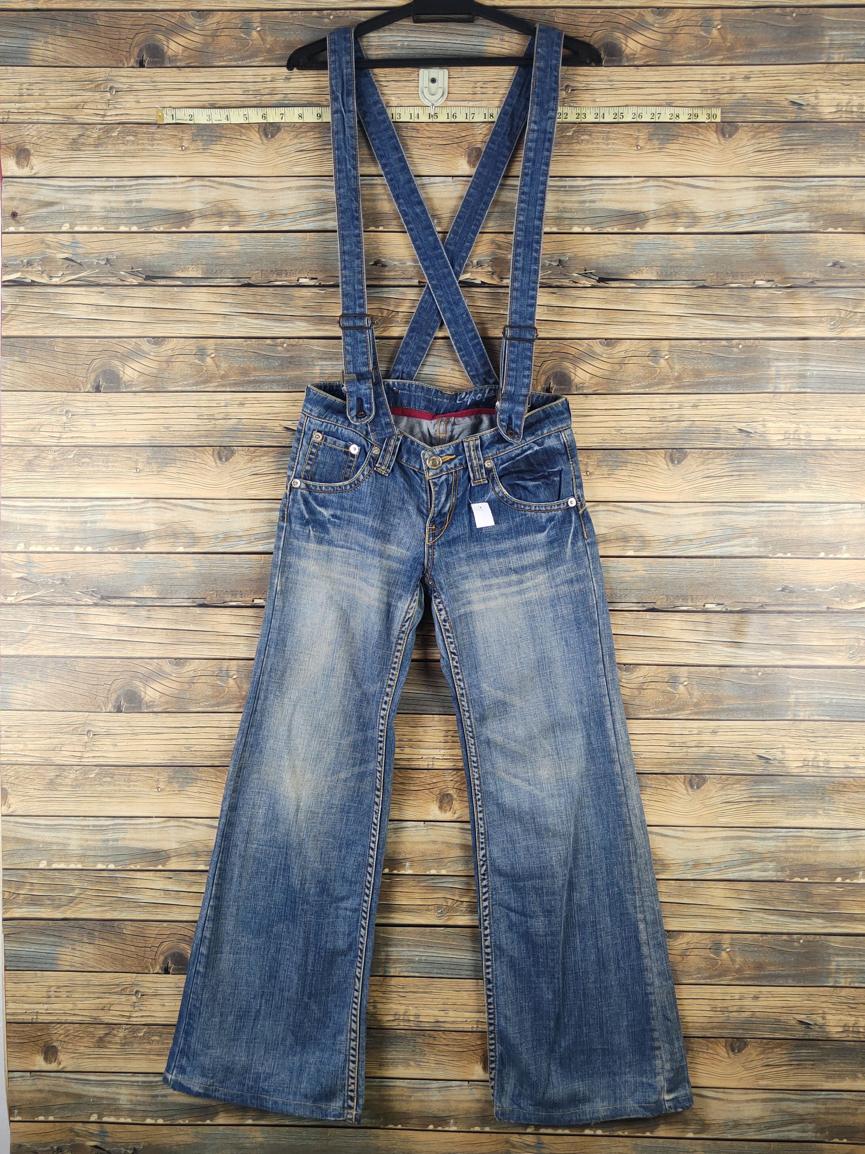 DL Japanese Brand Blue Distressed Suspender Jeans #1082