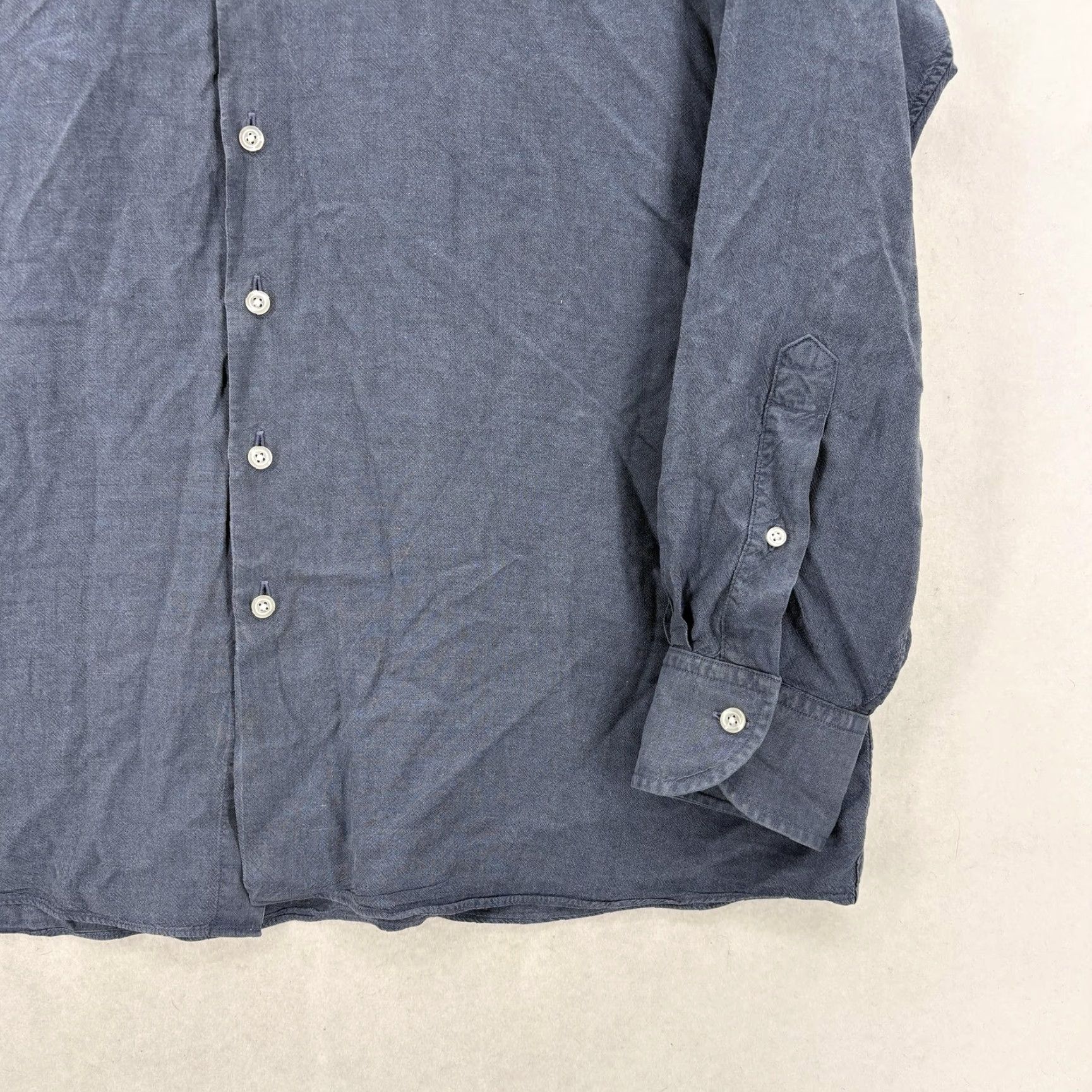 Proper Cloth Proper Cloth Shirt Mens 3XL Blue Solid Long Sleeve Twill Button Up Casual Size US XXL / EU 58 / 5 - 4 Thumbnail