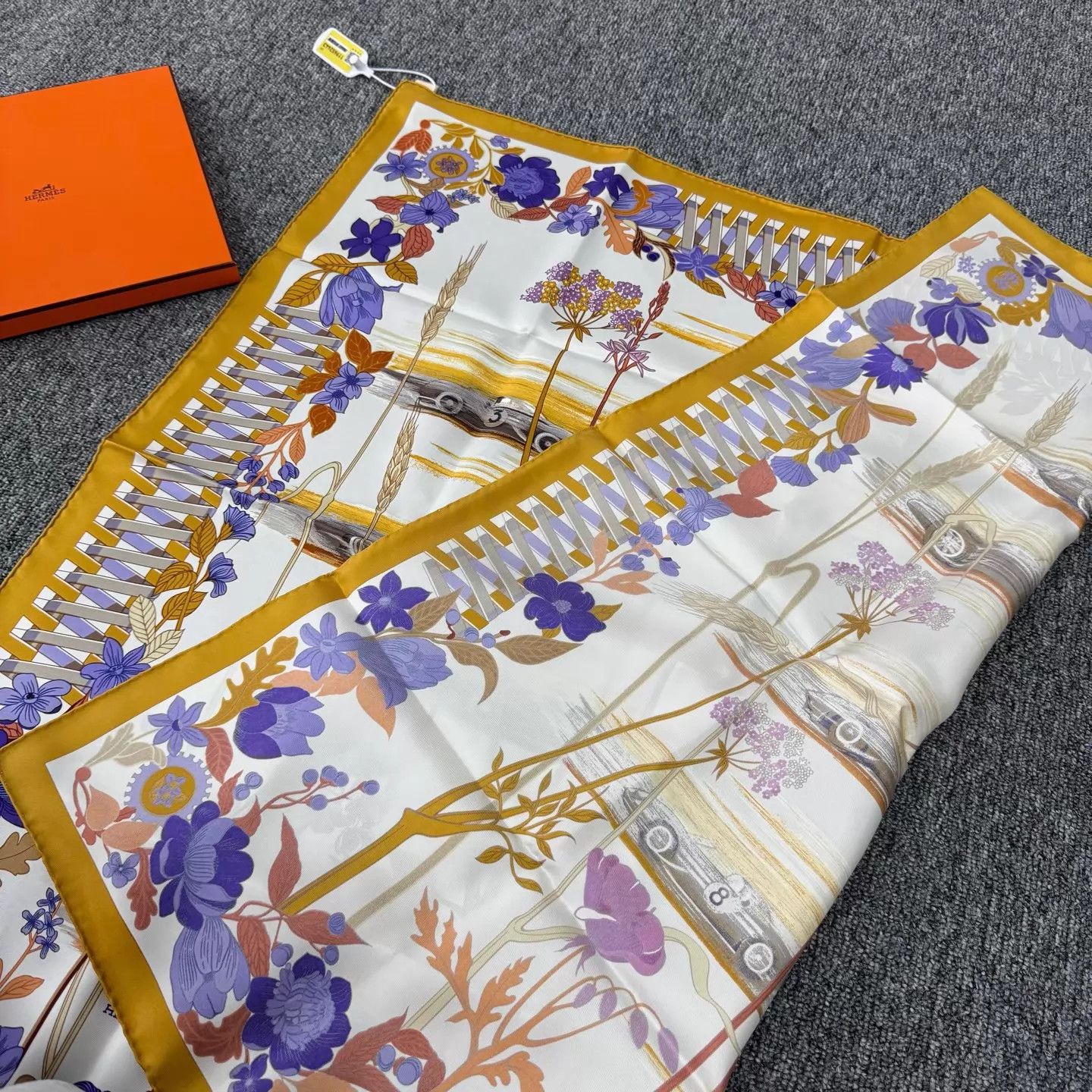 Hermes Hermes Racing Car Through Flower Field Scarf NWT Size ONE SIZE - 3 Thumbnail