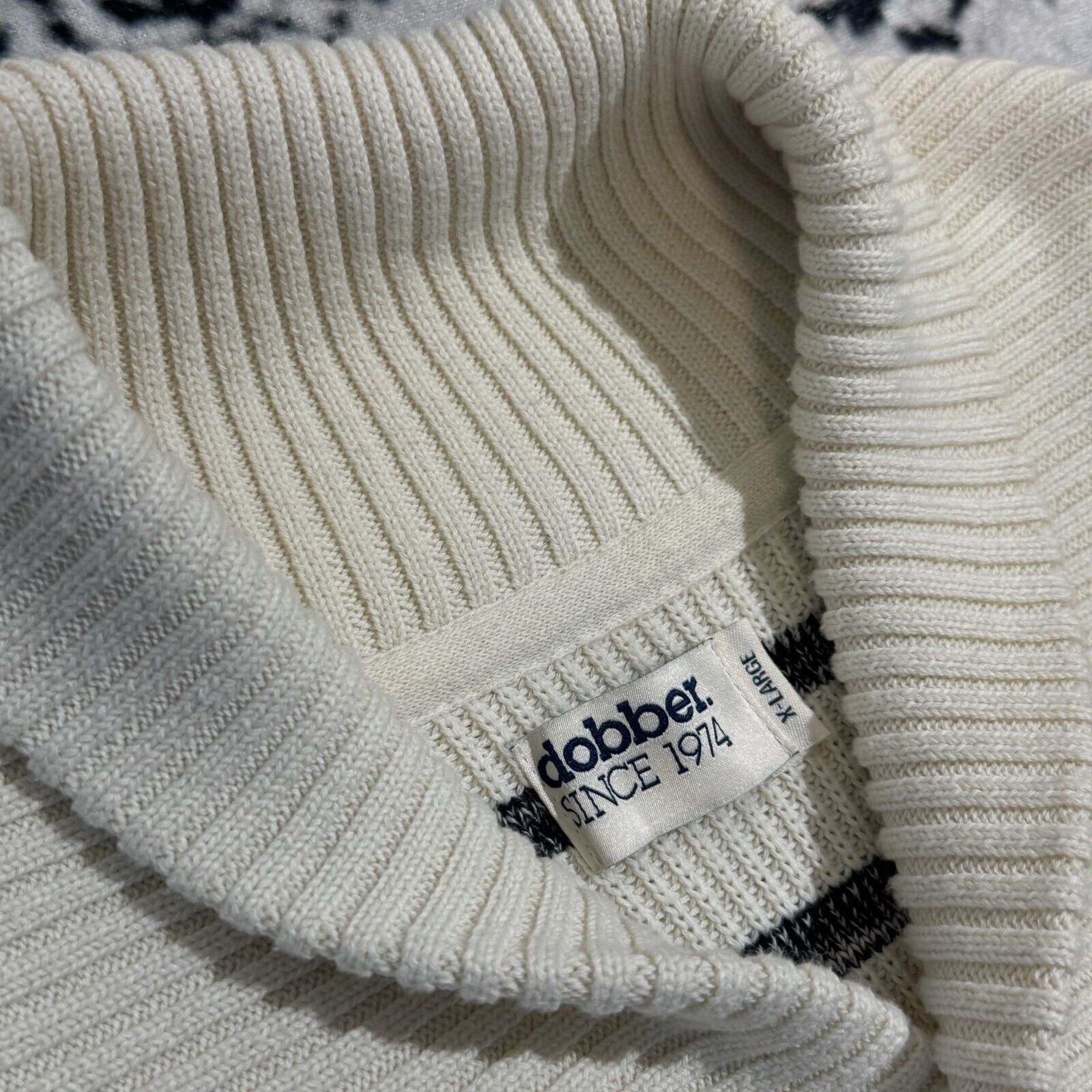 Vintage Vintage Dobber Unisex White Gray Striped Turtleneck Size XL Size US XL / EU 56 / 4 - 3 Thumbnail