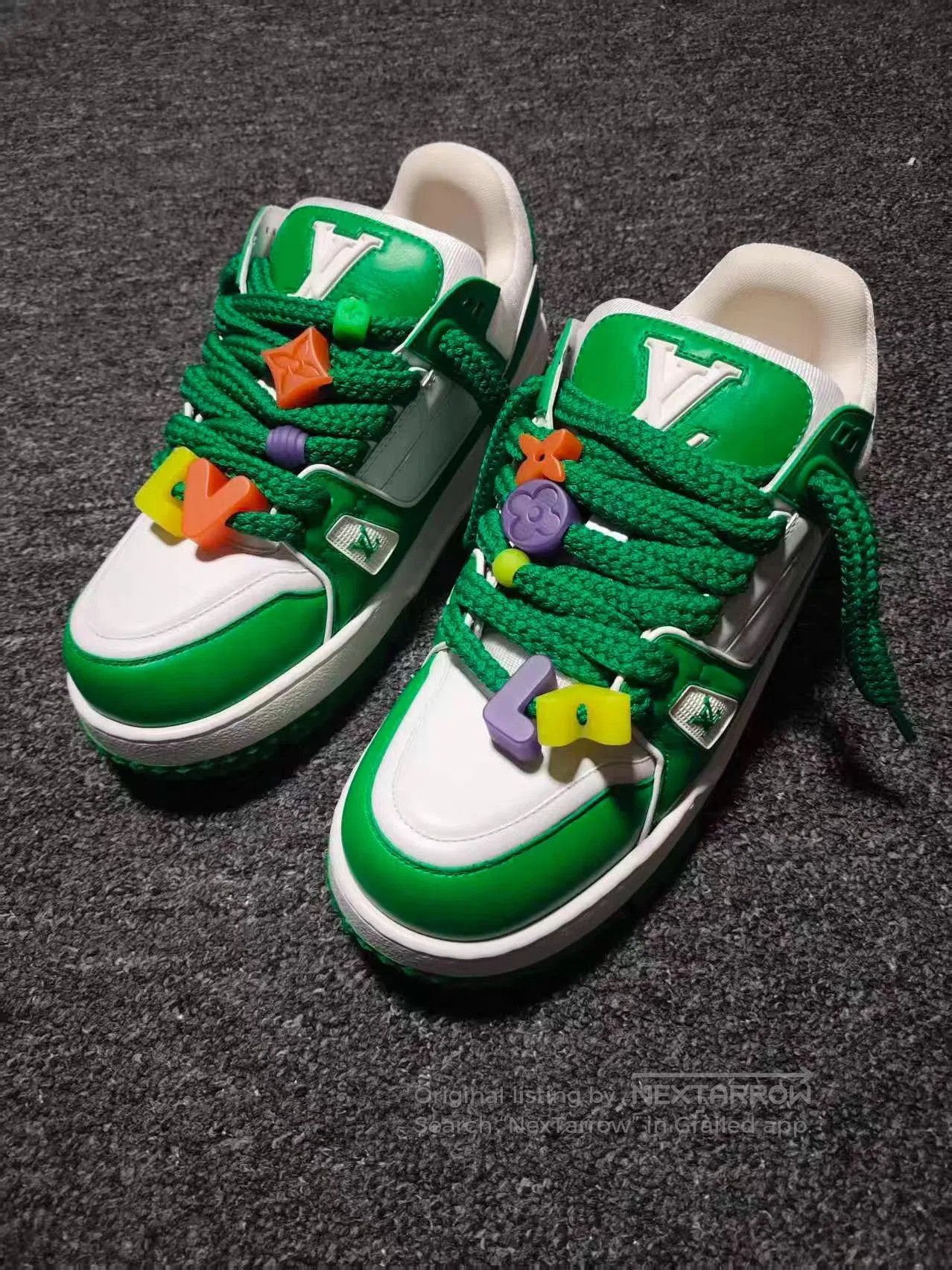 Louis Vuitton Green Low-Top Sneakers with Colorful Accents Size 8. Size US 8 / EU 41 - 1 Thumbnail