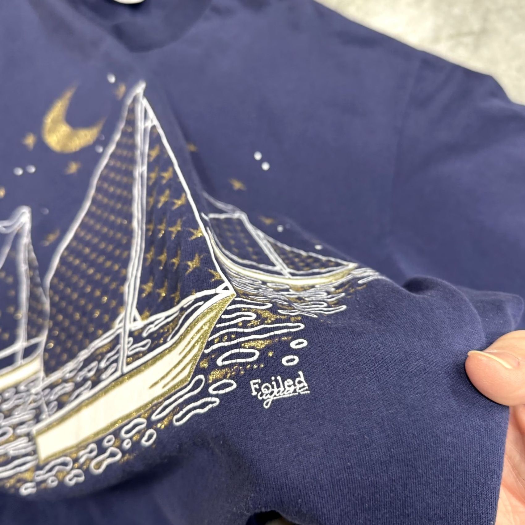 Hanes VINTAGE Hanes Shirt Mens L Blue Sailboat Moon Graphic Tee Nautical 90s Mens Size US L / EU 52-54 / 3 - 3 Thumbnail